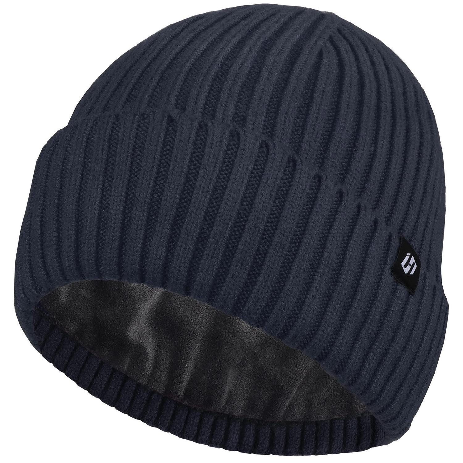 Strickmütze Strickmütze Beanie Herren Damen Fleece Winter Einheitsgröße Blau