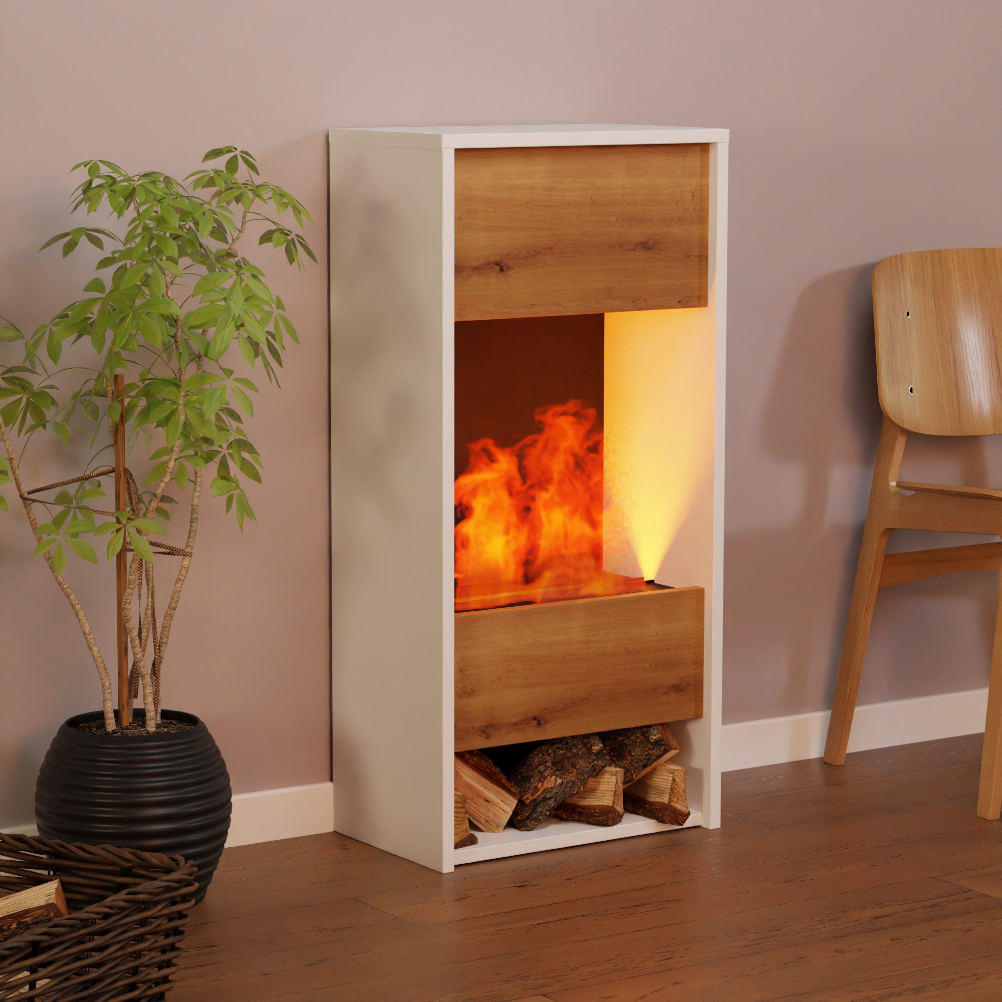 GLOW FIRE Elektrokamin OGF 3 Wasserdampf Kamin, Standkamin, Elektrischer Kamin, Wasserdampfkamin mit 3D Feuer und Knisterfunktion
