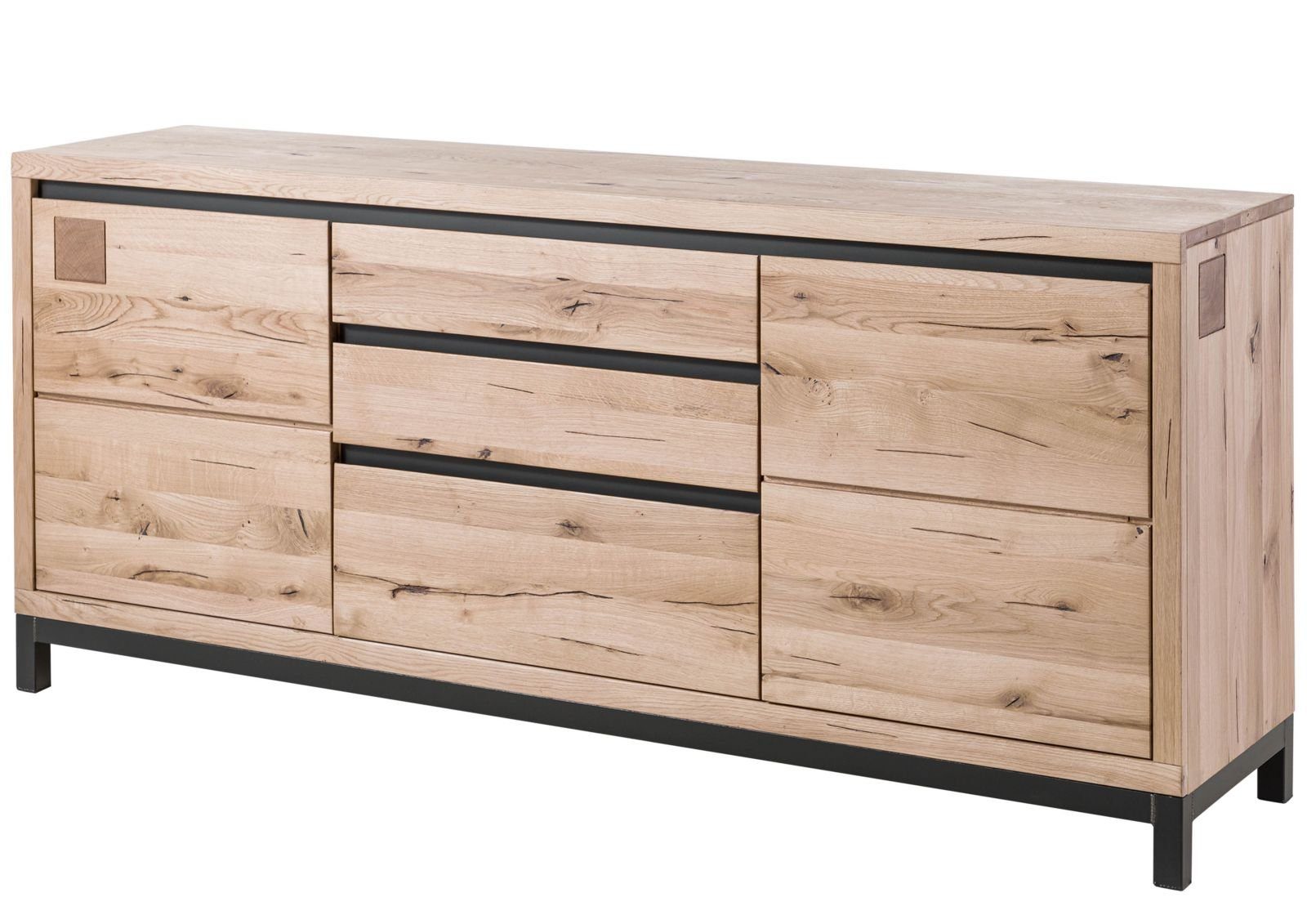 Massivmoebel24 Sideboard VILLANDERS (Massivholz), Sideboard Wildeiche 190x45x85 bianco geölt VILLANDERS #251