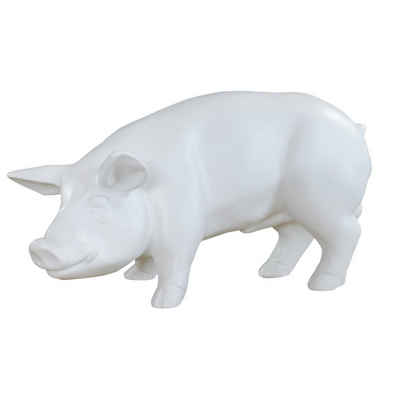 colourliving Tierfigur Schwein Figur stylisches Deko Schwein in weiß Schwein Dekofigur, mit 4 Filzplättchen, leicht glänzend, edel/robust verarbeitet