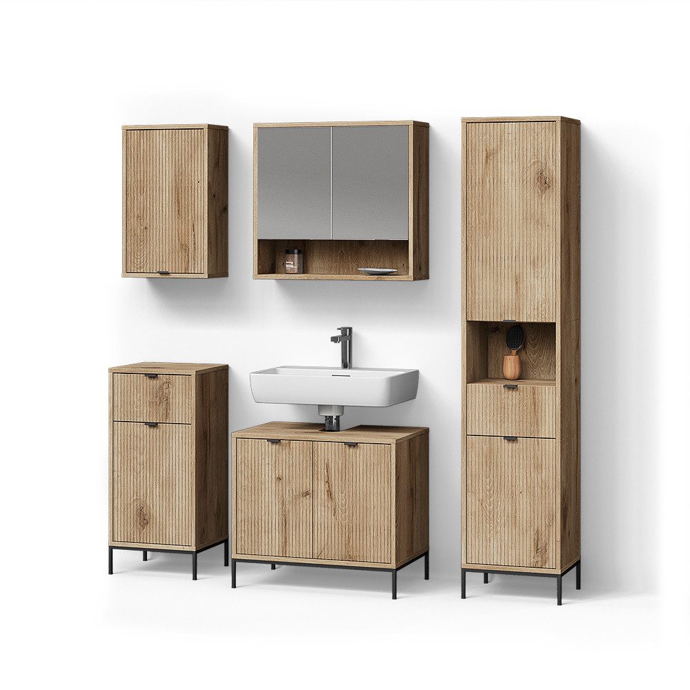 Livinity® Badmöbel-Set ATERNO, Viking Oak, 5 günstig online kaufen