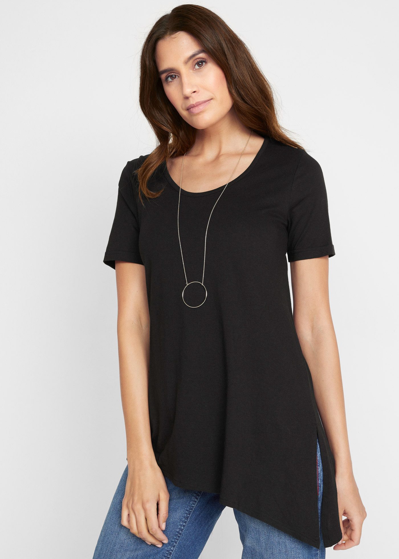 bonprix Longshirt bequeme Passform, asymmetrischer Saum, mit Seitenschlitz