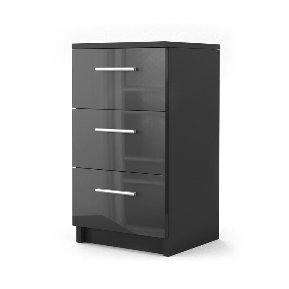Vicco Nachtkommode, Schwarz Hochglanz, 38 x 66 cm (1 St)