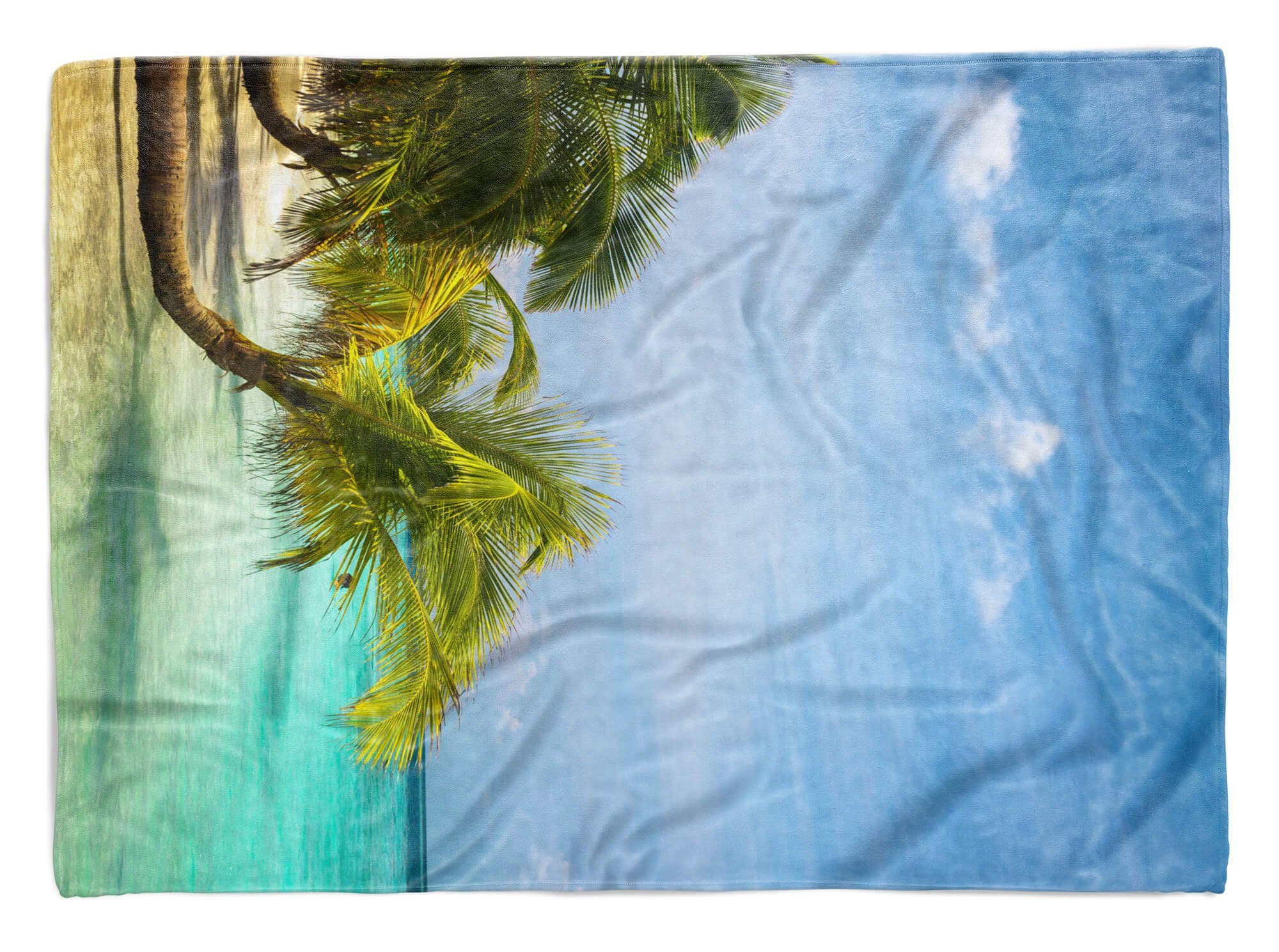 Sinus Art Handtücher Handtuch Strandhandtuch Saunatuch Kuscheldecke mit Fotomotiv Sommer Sonne Palme, Baumwolle-Polyester-Mix (1-St), Handtuch