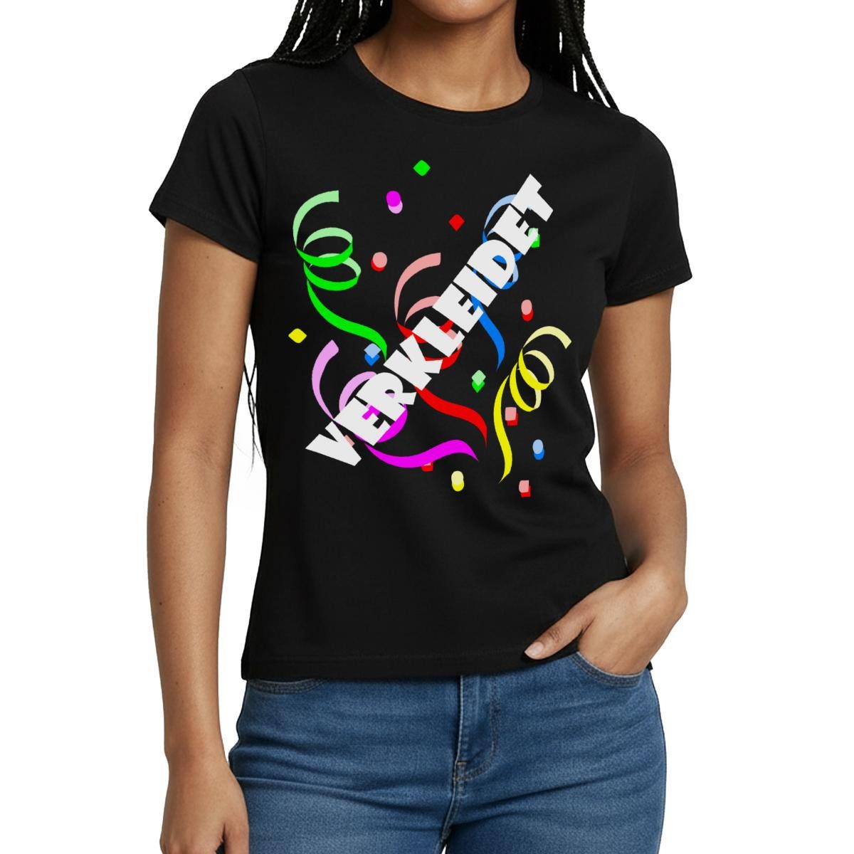 T-Shirt Verkleidet Konfetti Luftschlangen Karneval Frauen T-Shirt