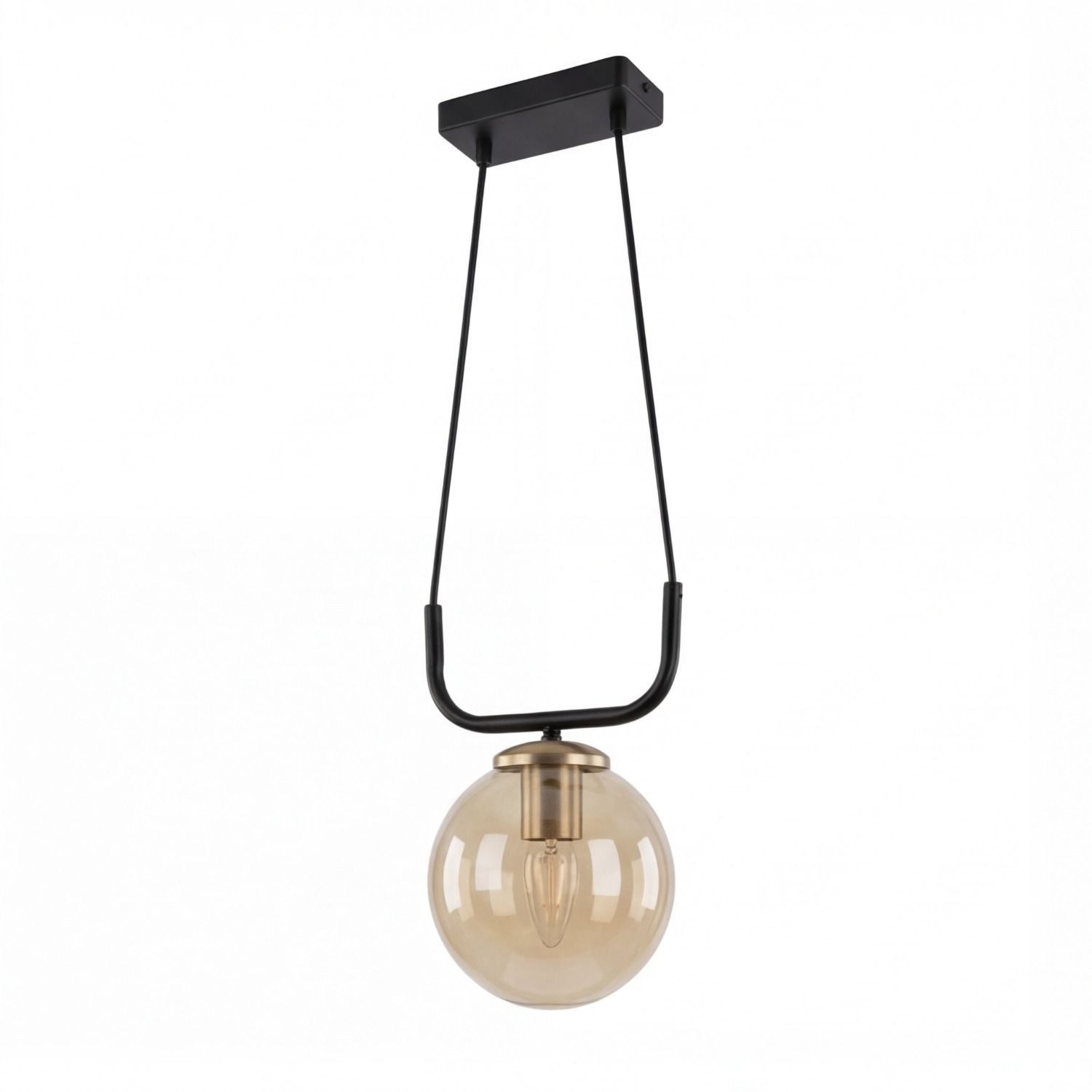 Licht-Erlebnisse Pendelleuchte LUNDEN, ohne Leuchtmittel, Kugel Schirm Ø 245 cm H: max. 72 cm Schwarz Bernstein E27