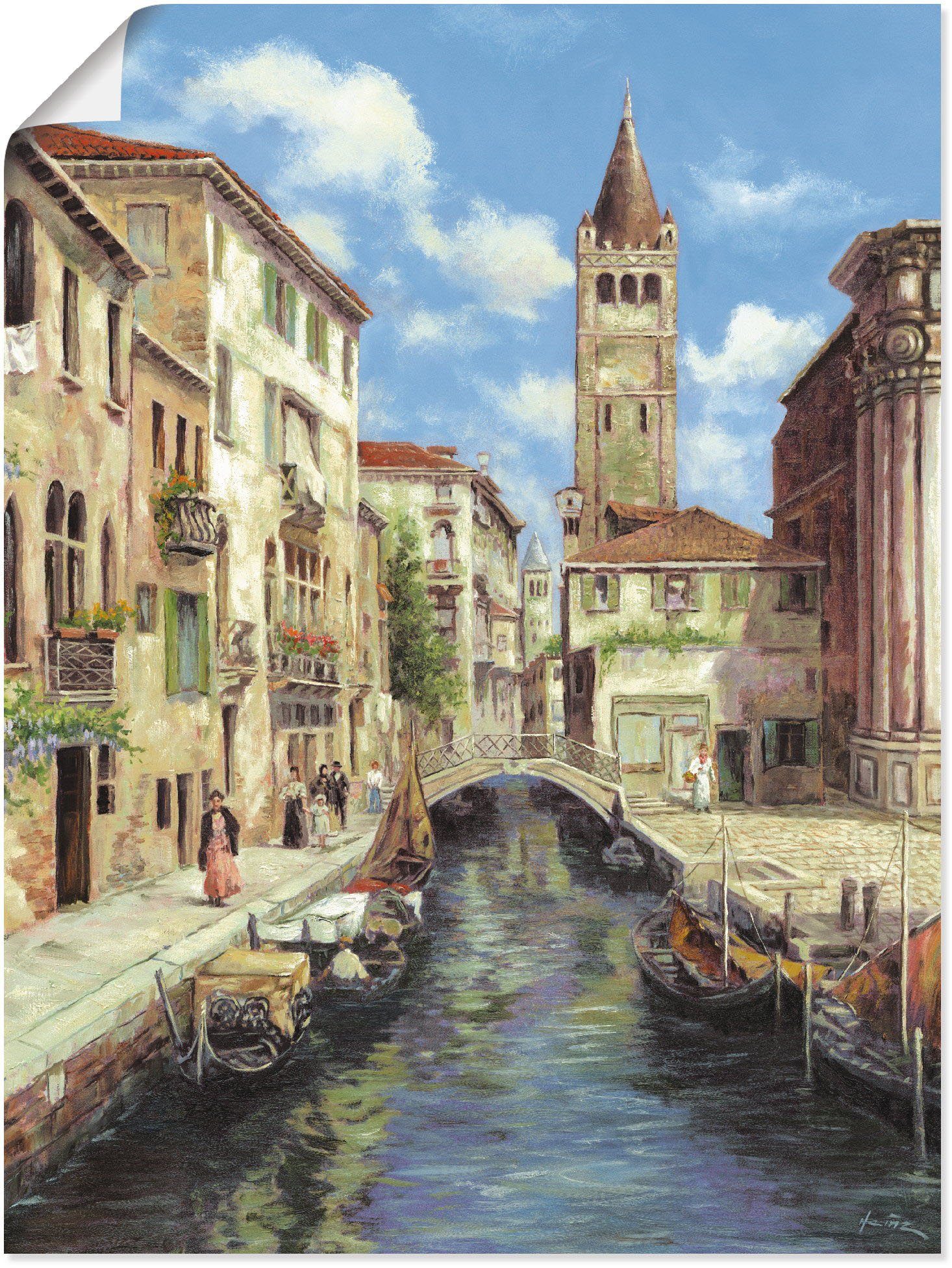 Venedig Artland (1 einfache Wandbild St), als oder Aufhängen für Leinwandbild, Wandaufkleber zum Venedig, in Alubild, versch. Poster Größen, Montag Fertig