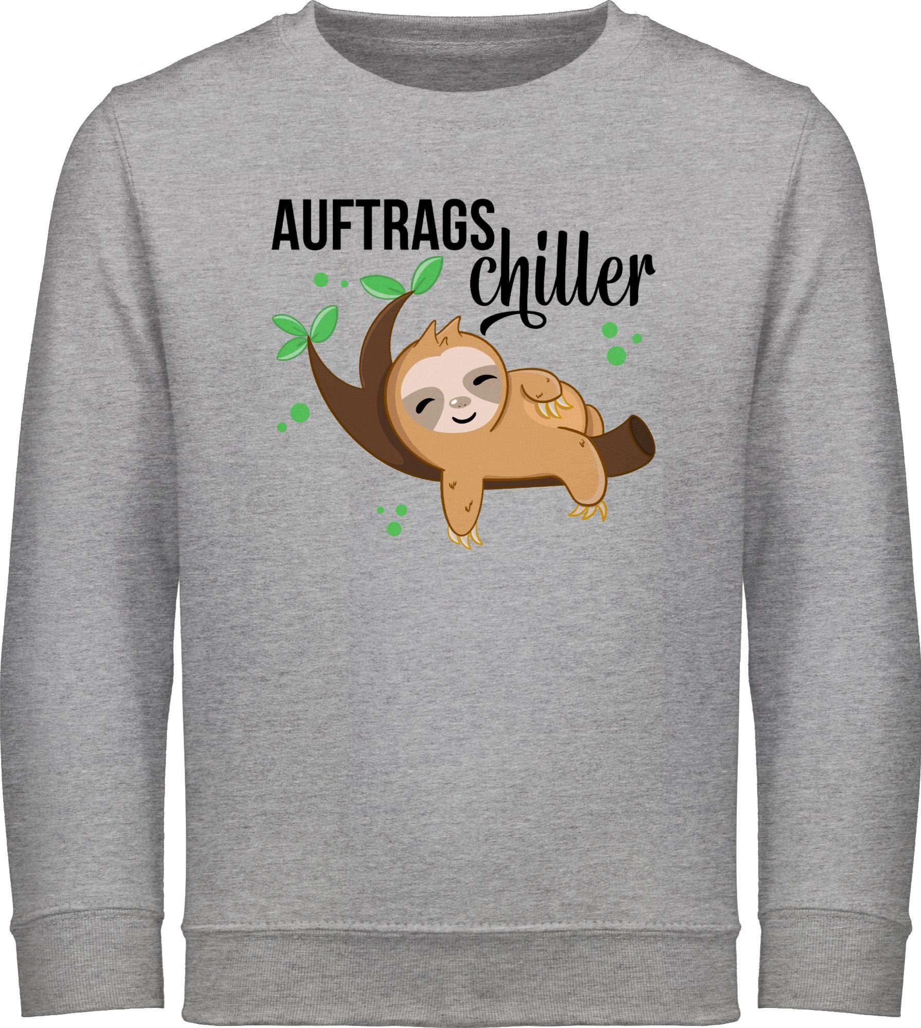 Shirtracer Sweatshirt Auftragschiller 1 Print Animal schwarz meliert Tiermotiv Grau mit Faultier