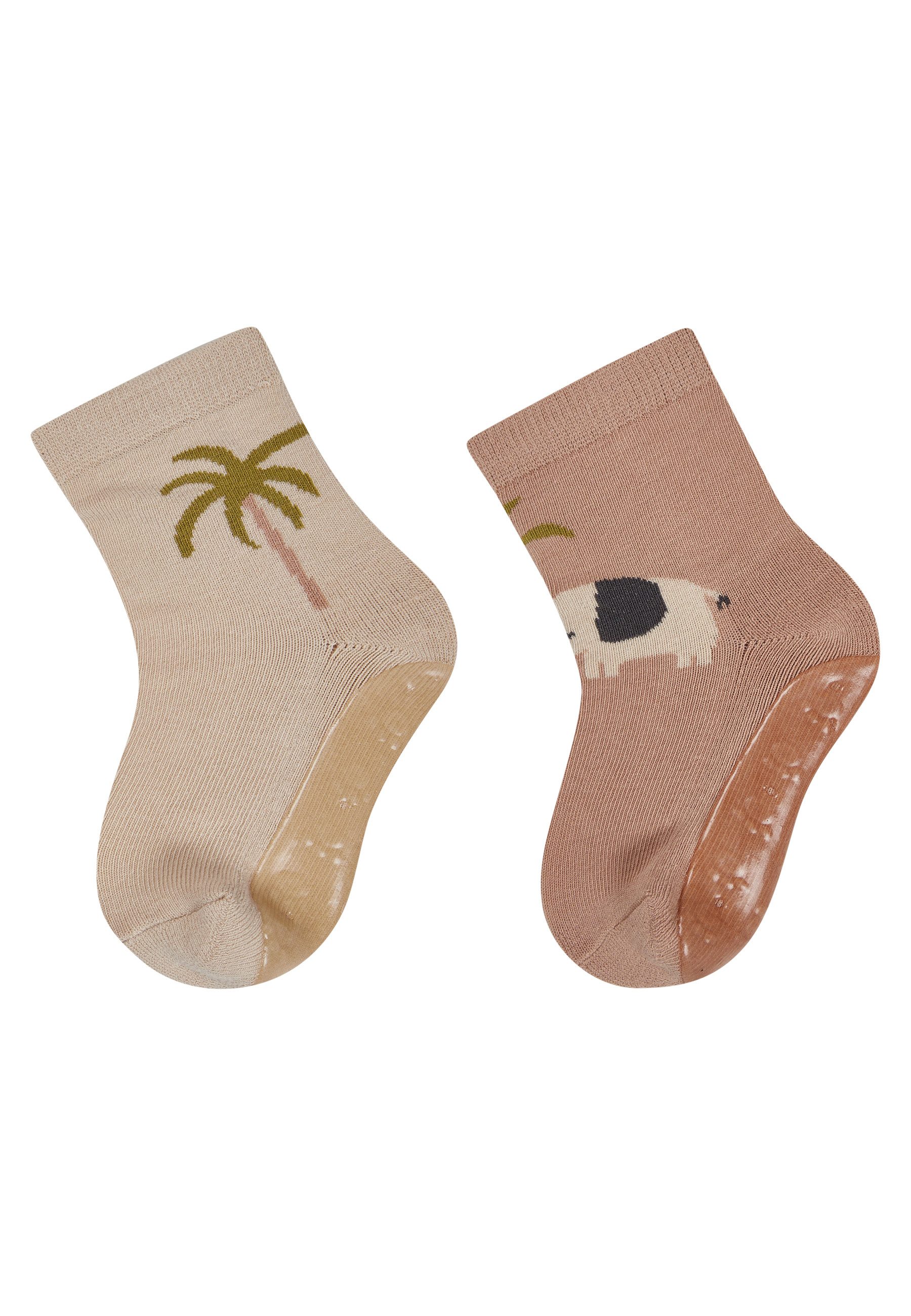 Sterntaler® ABS-Socken Fliesen Flitzer AIR 2er-Pack Palme (2-Paar, 2er-Pack) FliesenFlitzer Air 2er Pack, Palme & Elefant, rutschfest, atmungsaktiv