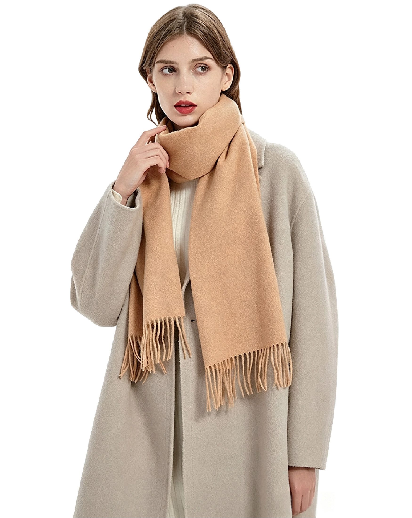 Mutig Wollschal 100 % Cashmere Unisex Kaschmir Schal mit Fransen, (Langer kuscheliger Premium-Strickschal, Weich, groß, leicht und einfarbig), Für Herbst & Winter, Geschenk für Freunde, Weihnachten und Neujahr