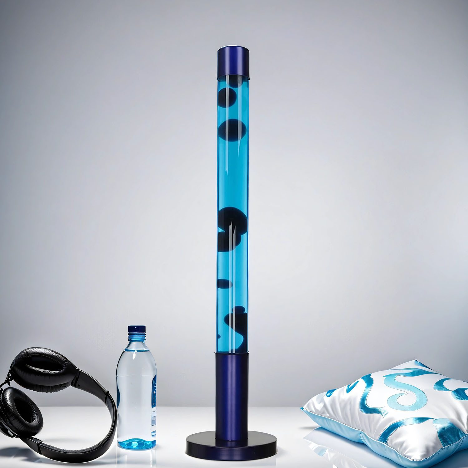 Licht-Erlebnisse Lavalampe ALAN, XXL Retro Lampe Blau Zylinder Stehleuchte Wohnzimmer Jugendzimmer