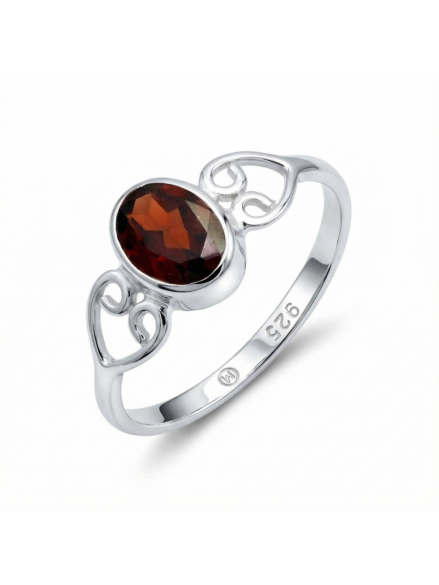 Silberring ORITI aus 925 Silber mit Granat facettiert