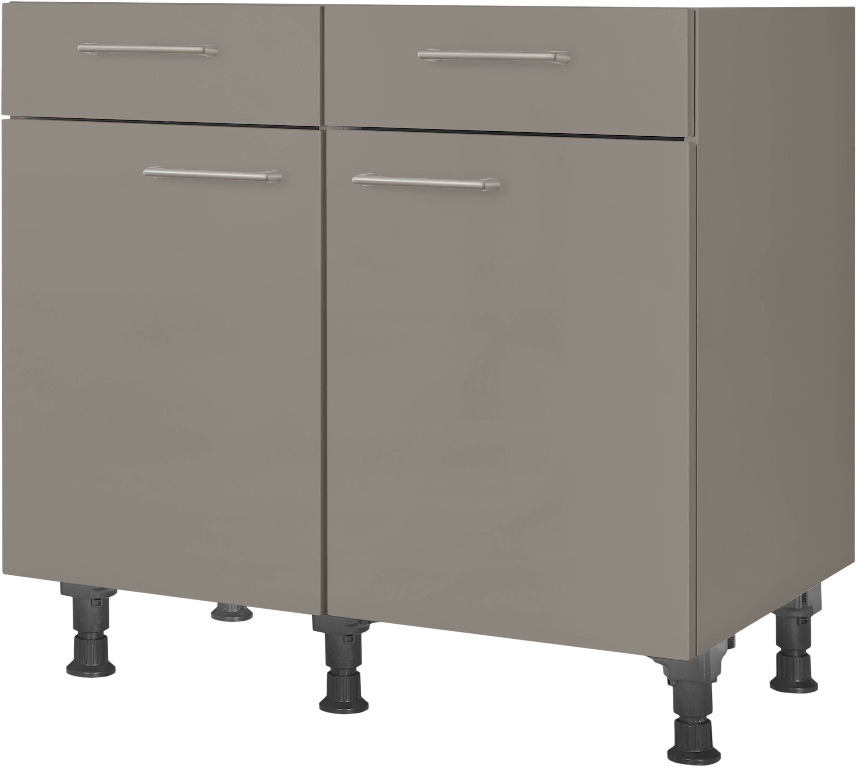 nobilia® Unterschrank "Laser", vormontiert, Breite 90 cm, Soft-Close-Funktion bei den Schubkästen, inkl. höhenverstellbare Sockelfüße