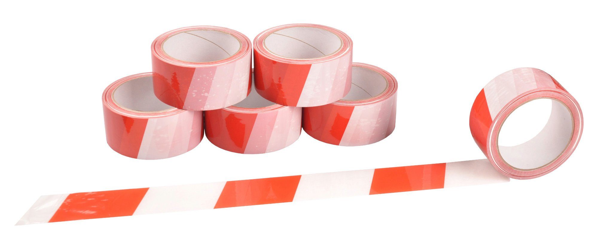 BURI Verlegeband Markierungsband 66m Rot Weiß selbstklebend Bodenmarkierung Signalband