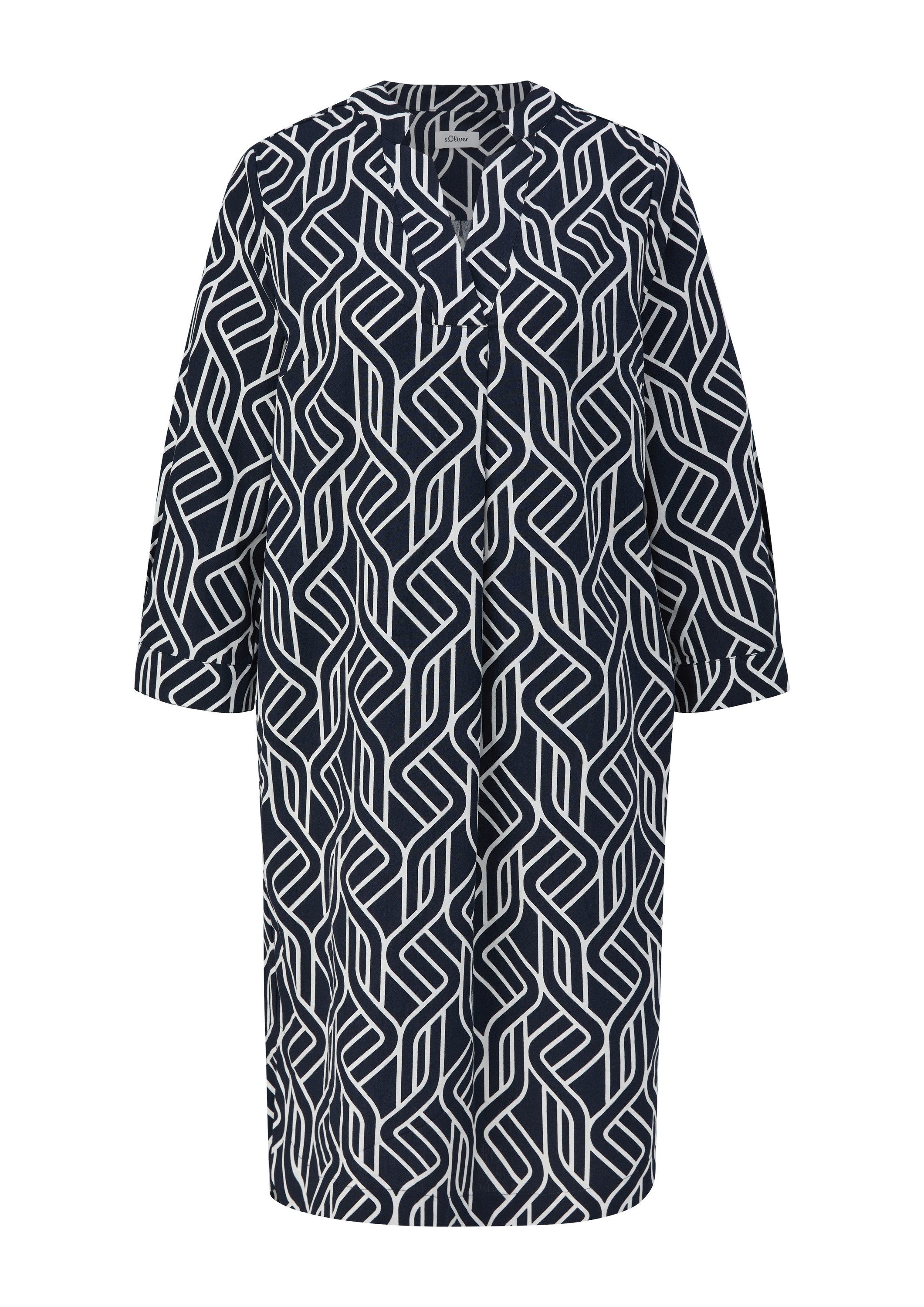 s.Oliver Minikleid Kleid Baumwollkleid mit abgerundetem Saum und grafischem Print