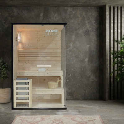 HOME DELUXE Sauna SHADOW - M, BxTxH: 120 x 120 x 190 cm, für bis zu 2 Personen, inkl. 3,6 kW Saunaofen, hochwertige Fichte