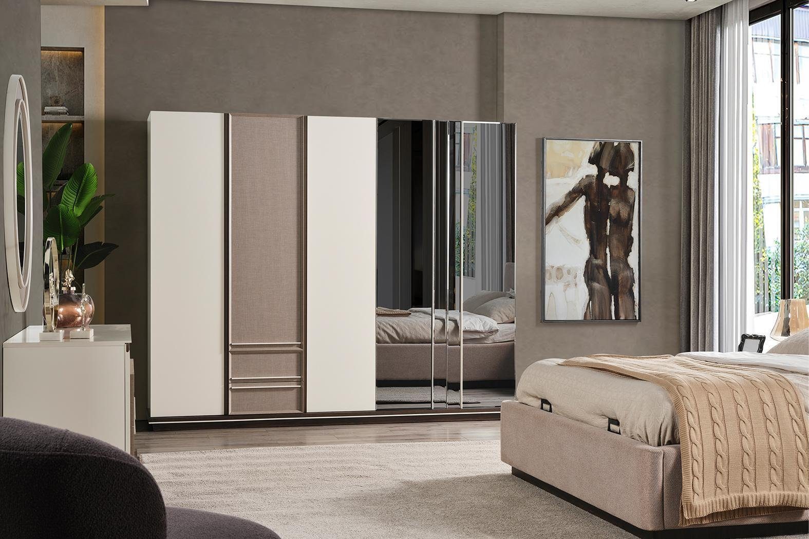 JVmoebel Schlafzimmer-Set Schlafzimmer Set Schminktisch Europe 6tlg Bett Made Design, 2xNachttische In neu Luxus