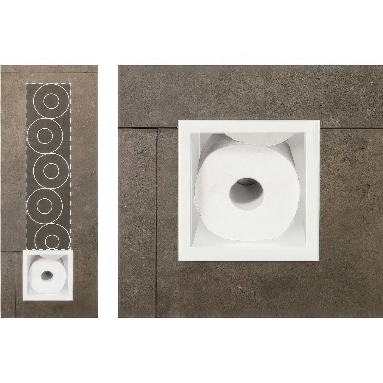 Neodrain Unterputz-Toilettenpapierhalter Aus Edelstahl – Wandnische Mit Ablage, 34x18 Cm, Fürs Badezimmer