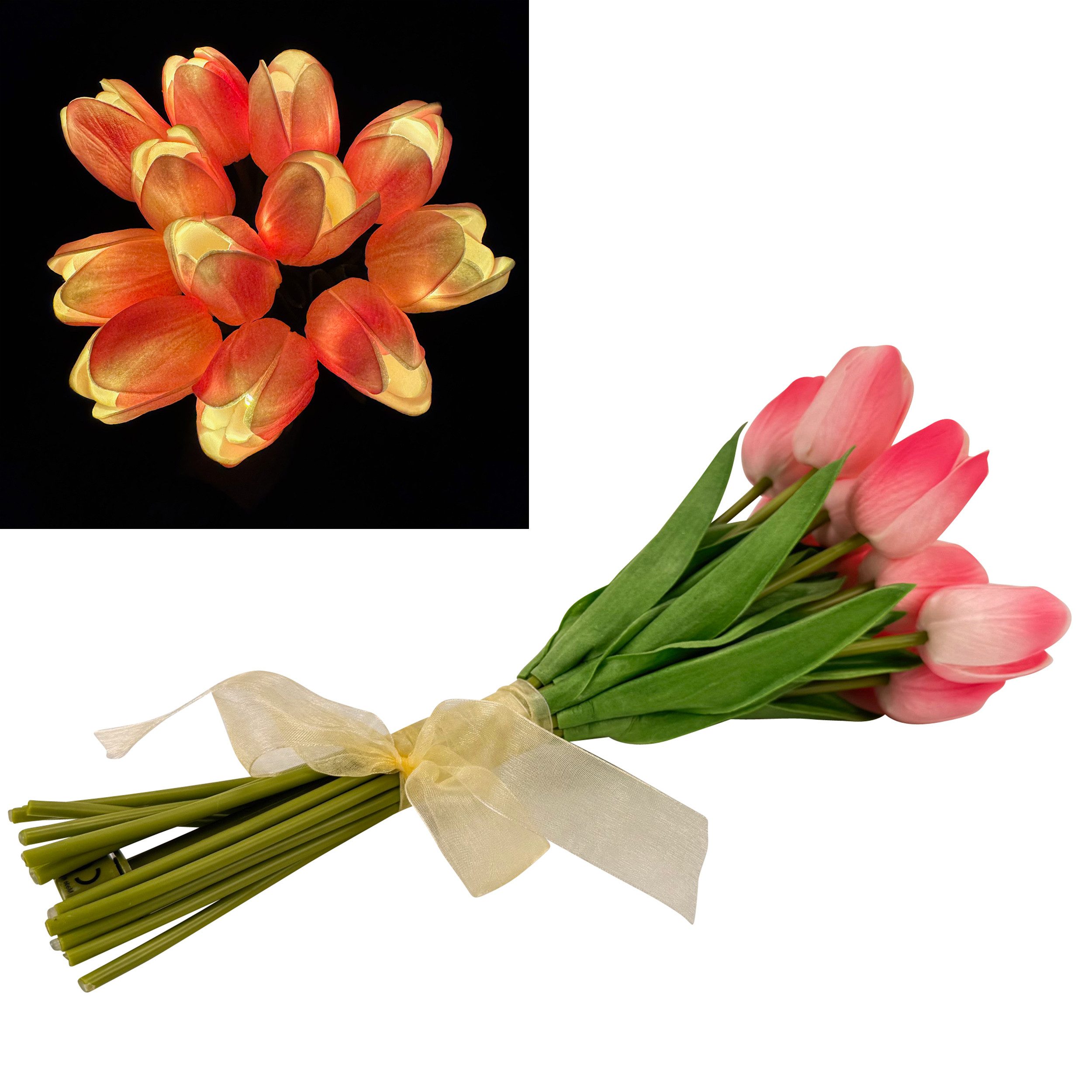 Kunstblume 12 künstliche Tulpen mit LED-Beleuchtung und 6-Stunden Timer - b günstig online kaufen