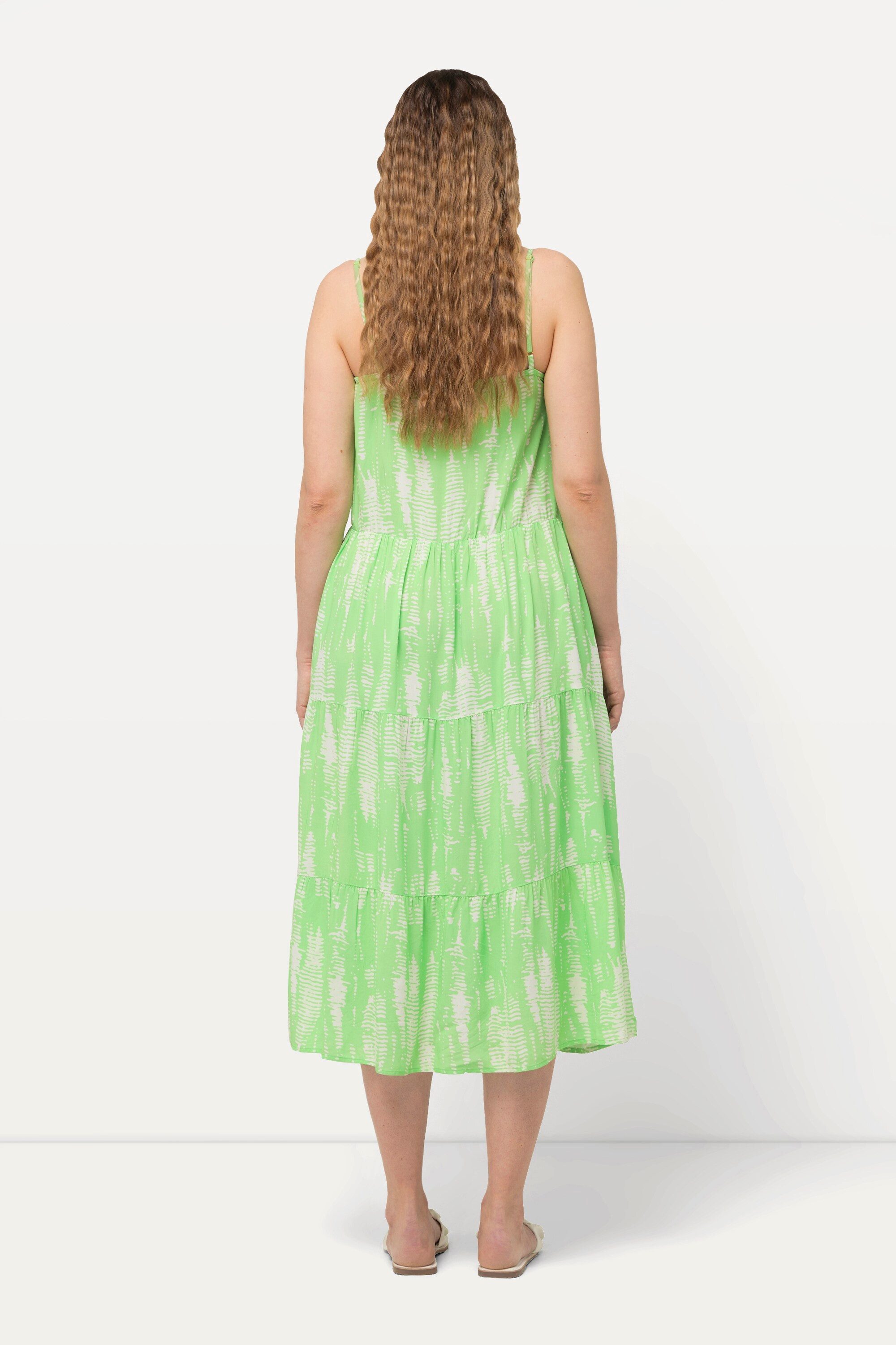 Ulla Popken Maxikleid Midikleid V-Ausschnitt Triangel-Schalen ärmellos