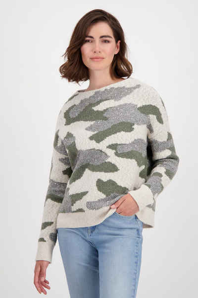 Monari Sweatshirt Pullover, frozen green gemustert