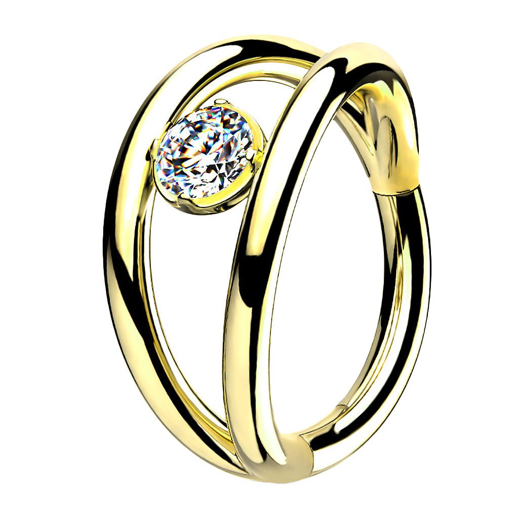 Taffstyle Nasenpiercing Doppel Ring Septum Piercing Scharnier Kristall Gold günstig online kaufen
