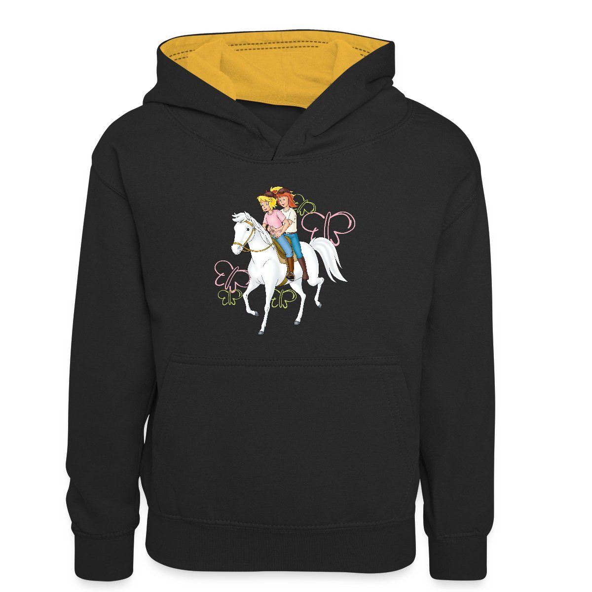 Spreadshirt Hoodie Bibi Und Tina Reiten Auf Stute Sabrina Kinder Kontrast-Hoodie (1-tlg)