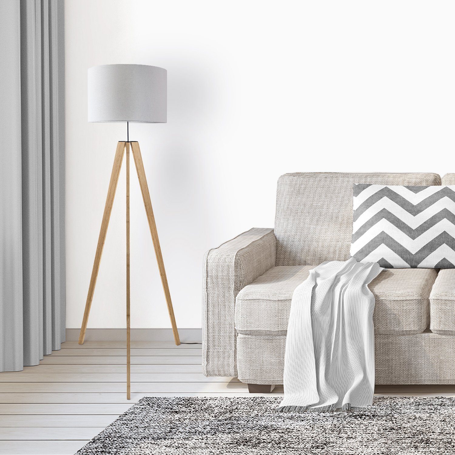 Paco Home Stehlampe Canvas uni Color, ohne Leuchtmittel, Stehlampe Vintage günstig online kaufen