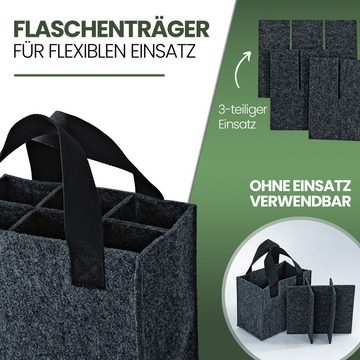 Easy and Green Flaschenkorb 6 Flaschen aus Upcycling Filz Made in Germany Flaschentasche Filz