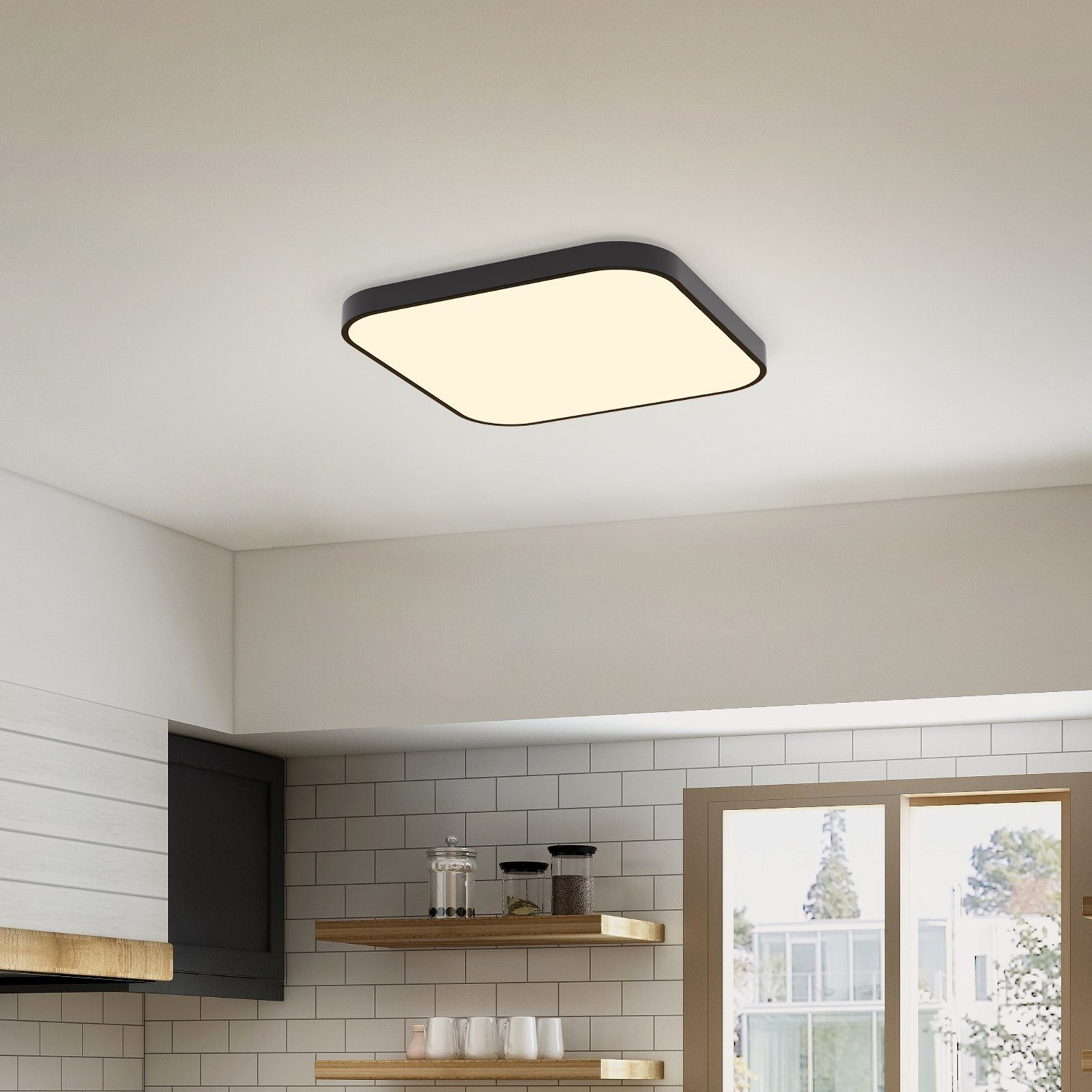Nettlife LED Deckenleuchte Panel Flach Küche Warmweiß, Decklampe integriert, IP44, wasserdicht, Schlafzimmer Schwarz Wohnzimmer 27cm für fest 19W LED