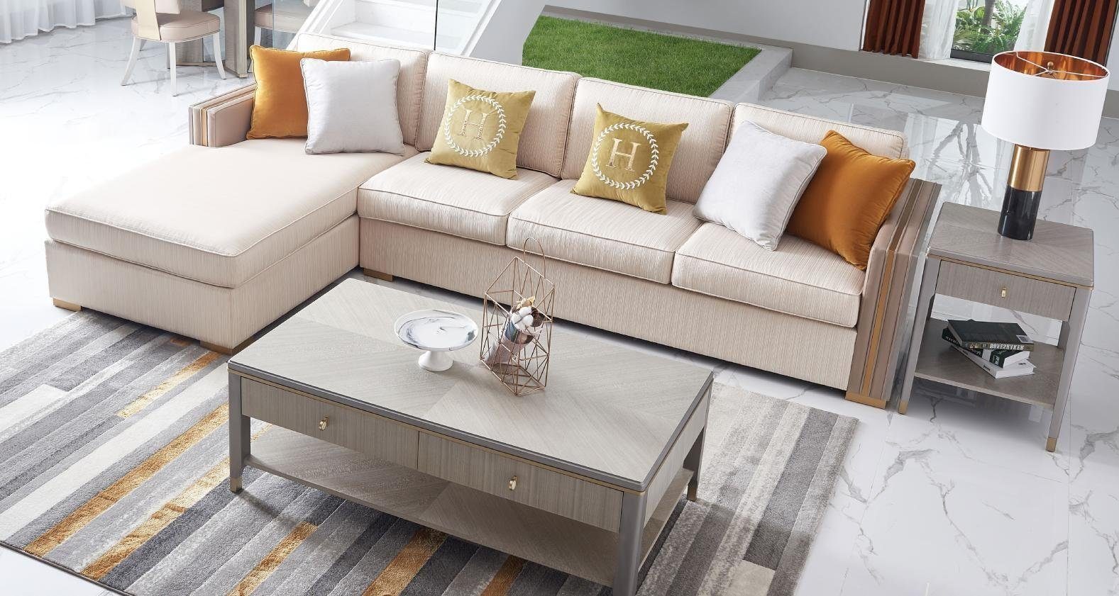 JVmoebel Wohnzimmer-Set, Couch Eck Sofa Textil Design Italien Wohnlandschaft Ecksofa Couchen