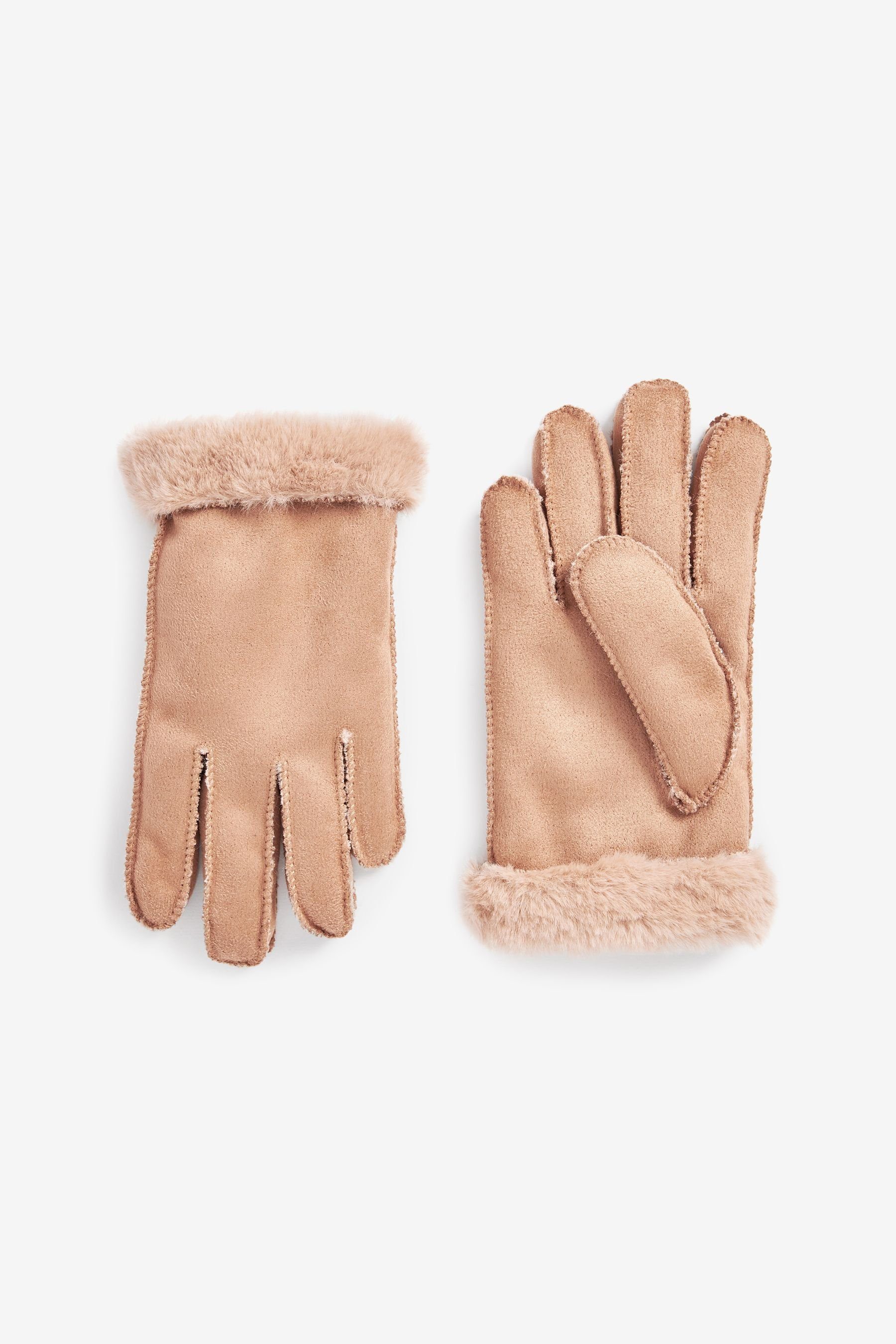 Next Skihandschuhe Handschuhe aus Velourslederimitat Camel