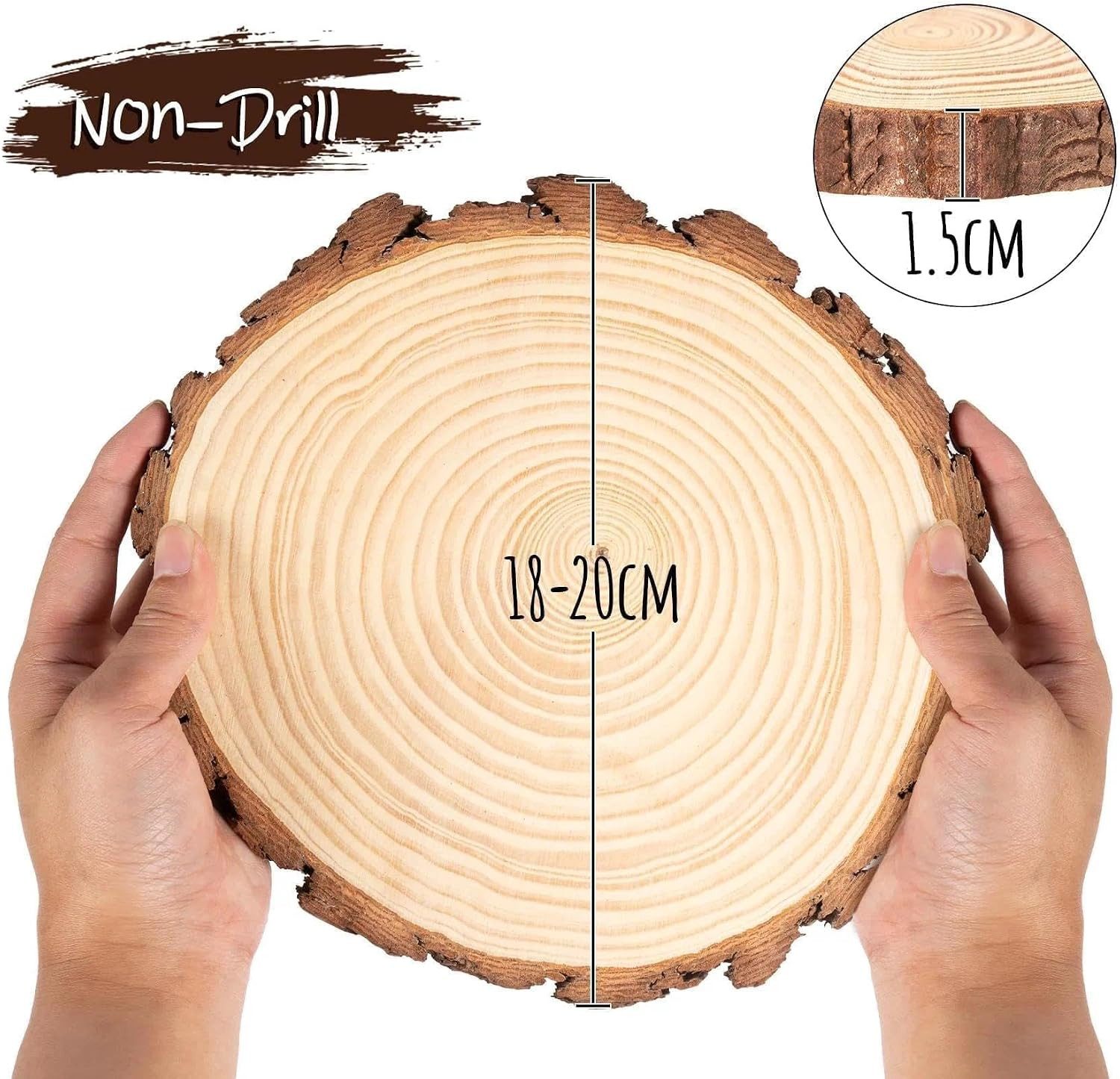 ElitVita Bastelnaturmaterial Holzscheiben 18-20 cm,Basteln DIY Deko,Perfekt Hochzeit,Tischdeko, (6-tlg), für DIY Handwerk Hochzeit Weihnachten Dekoration