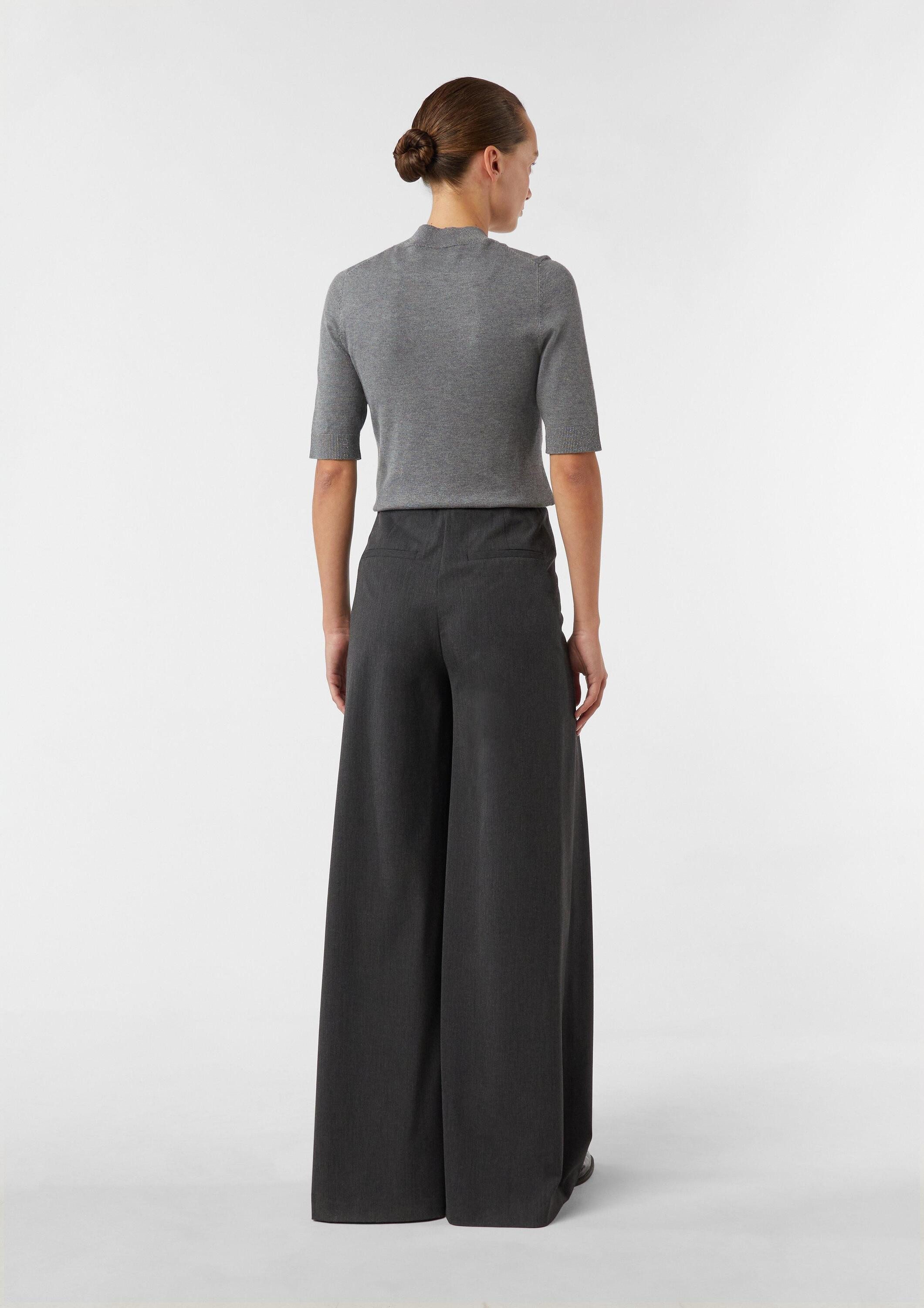 comma Kurzarmpullover Strickpullover Halbarm-Shirt mit Glitzergarn