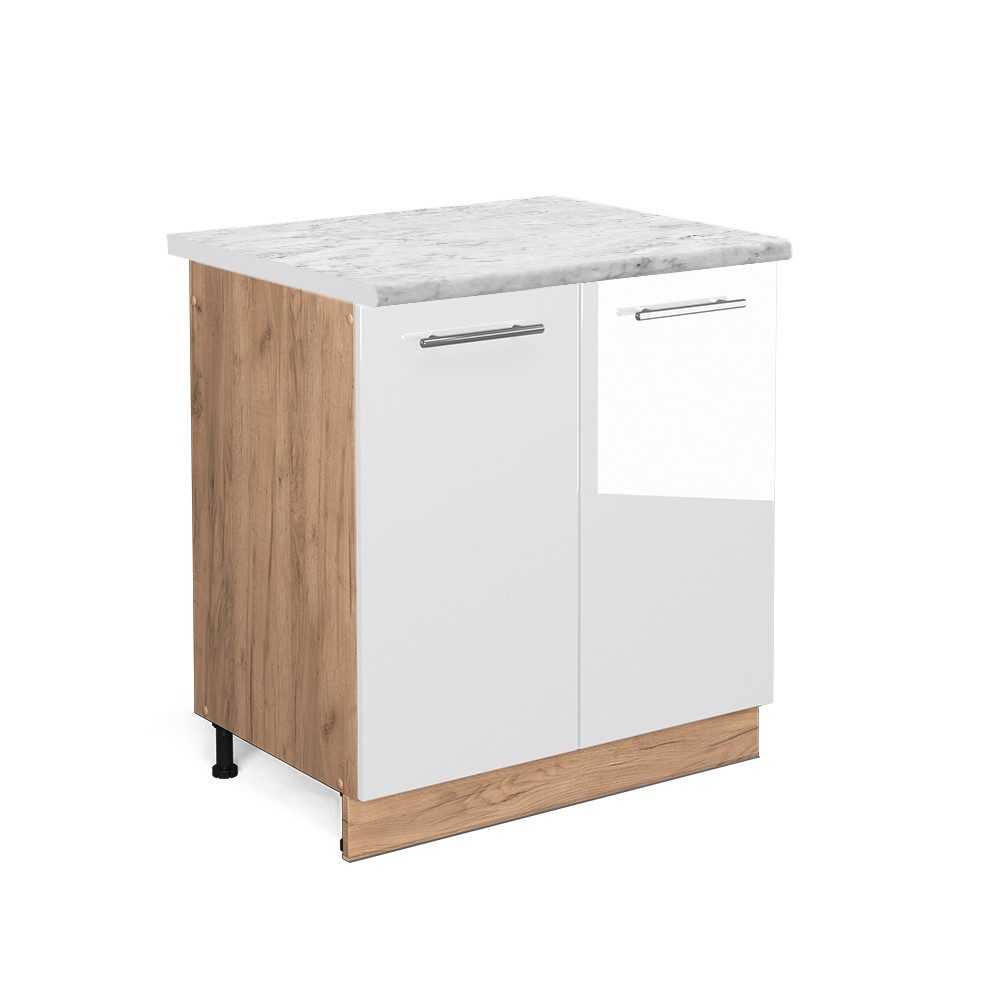 Vicco Spülenunterschrank Fame-Line, Weiß Hochglanz/Goldkraft Eiche, günstig online kaufen
