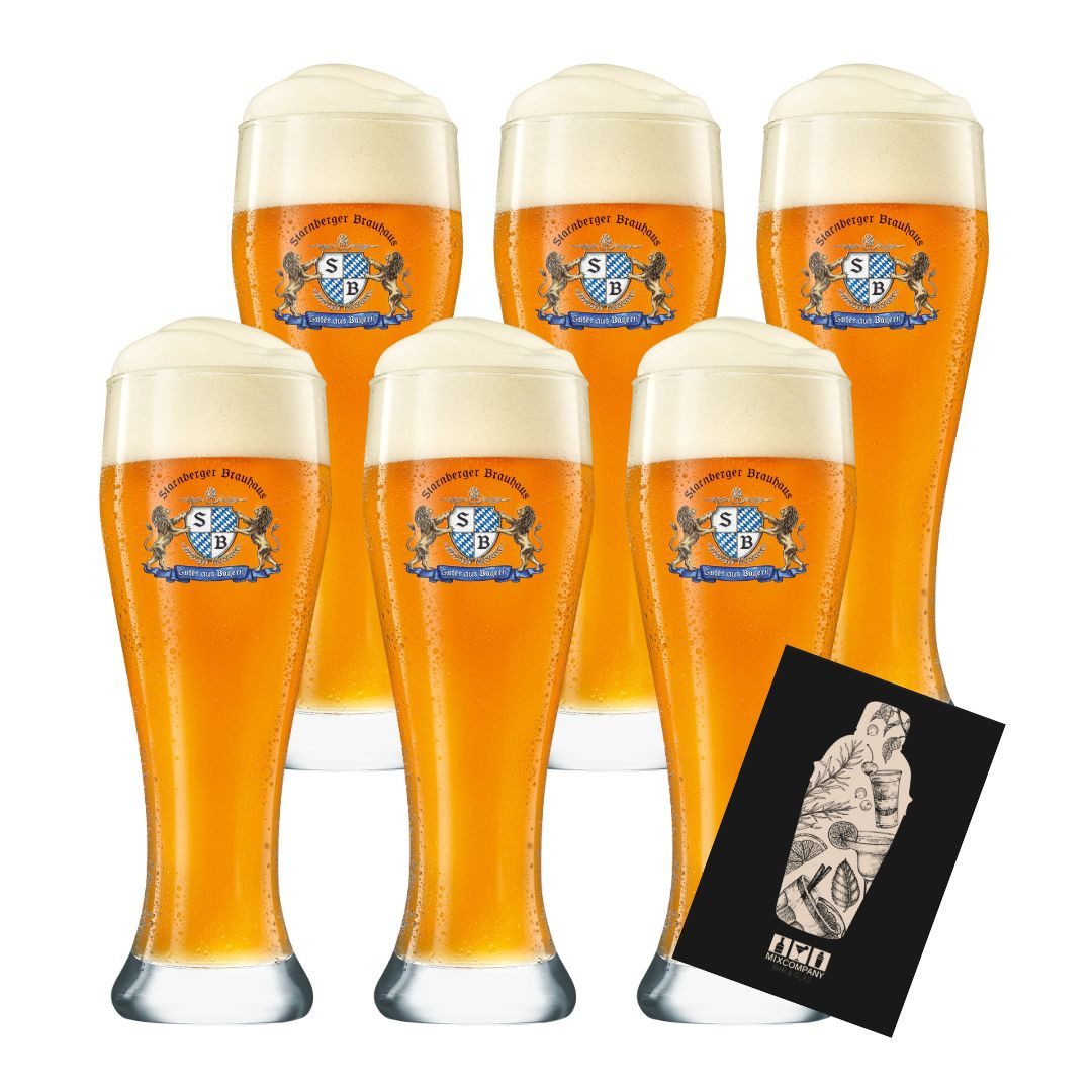 Bierglas Starnberger Weisse 0,5L Glas 6er-Set – 6 x Traditionelles Weißbier