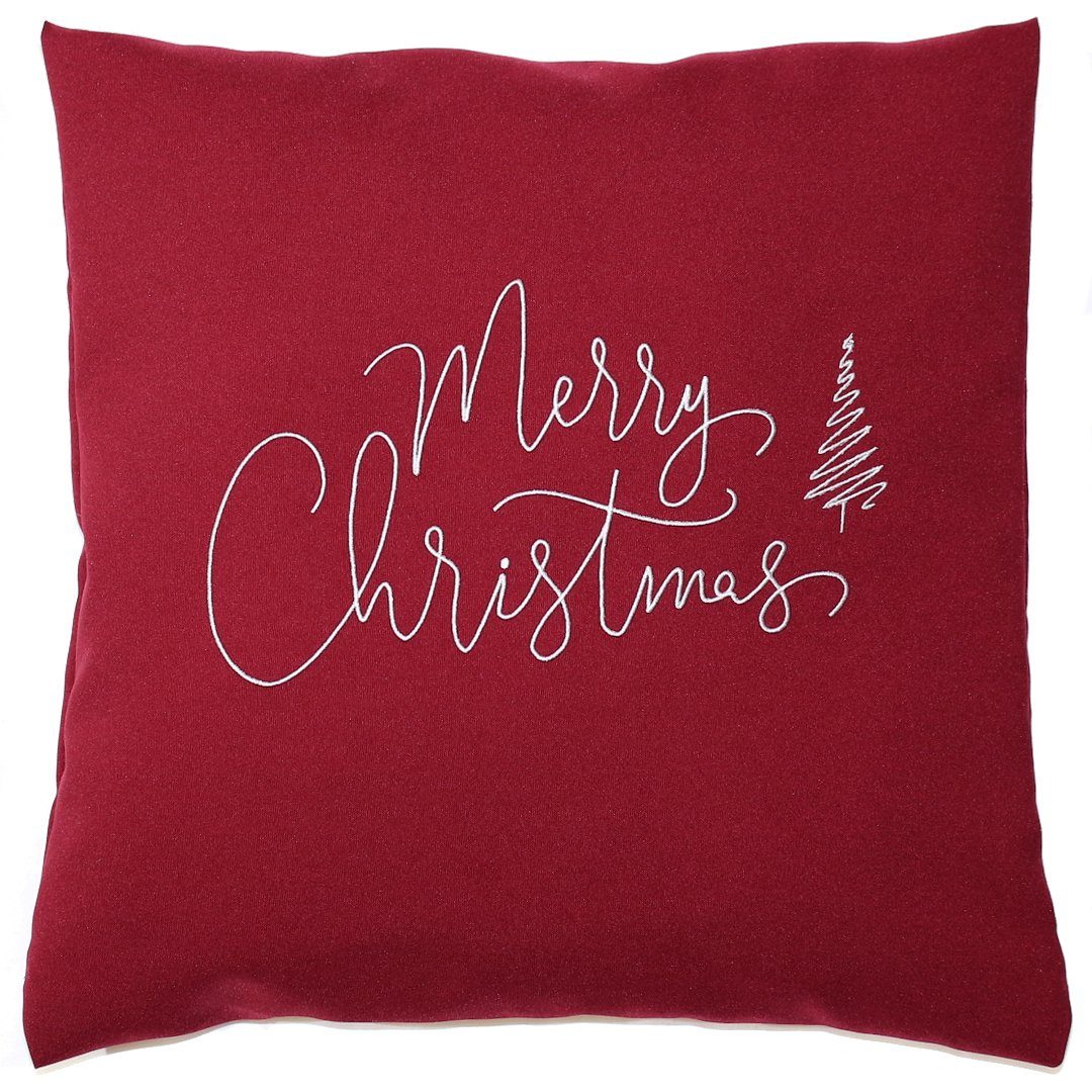 Kissenbezug Weihnachten bestickt minimalistisch Christmas-Merry Christmas