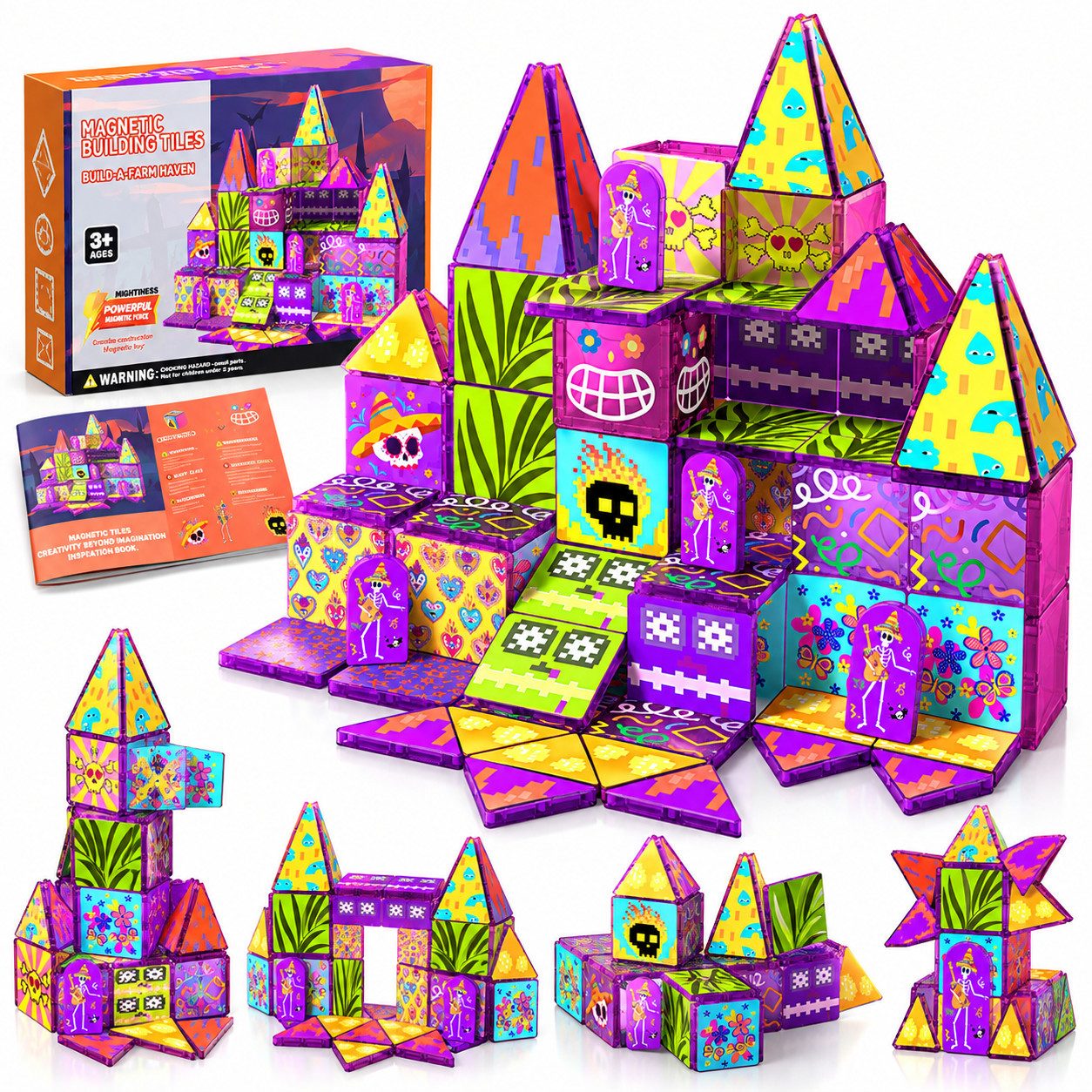 Fyrove Baukasten Kinder Magnetspielzeug, stabiles Konstruktionsspielzeug Magnetspielbausteine, (Set, 1 St., fördert Fantasie sowie Zusammenarbeit), Naturmotiven laden Kinder dazu ein, immer wieder neue Bauernhöfe
