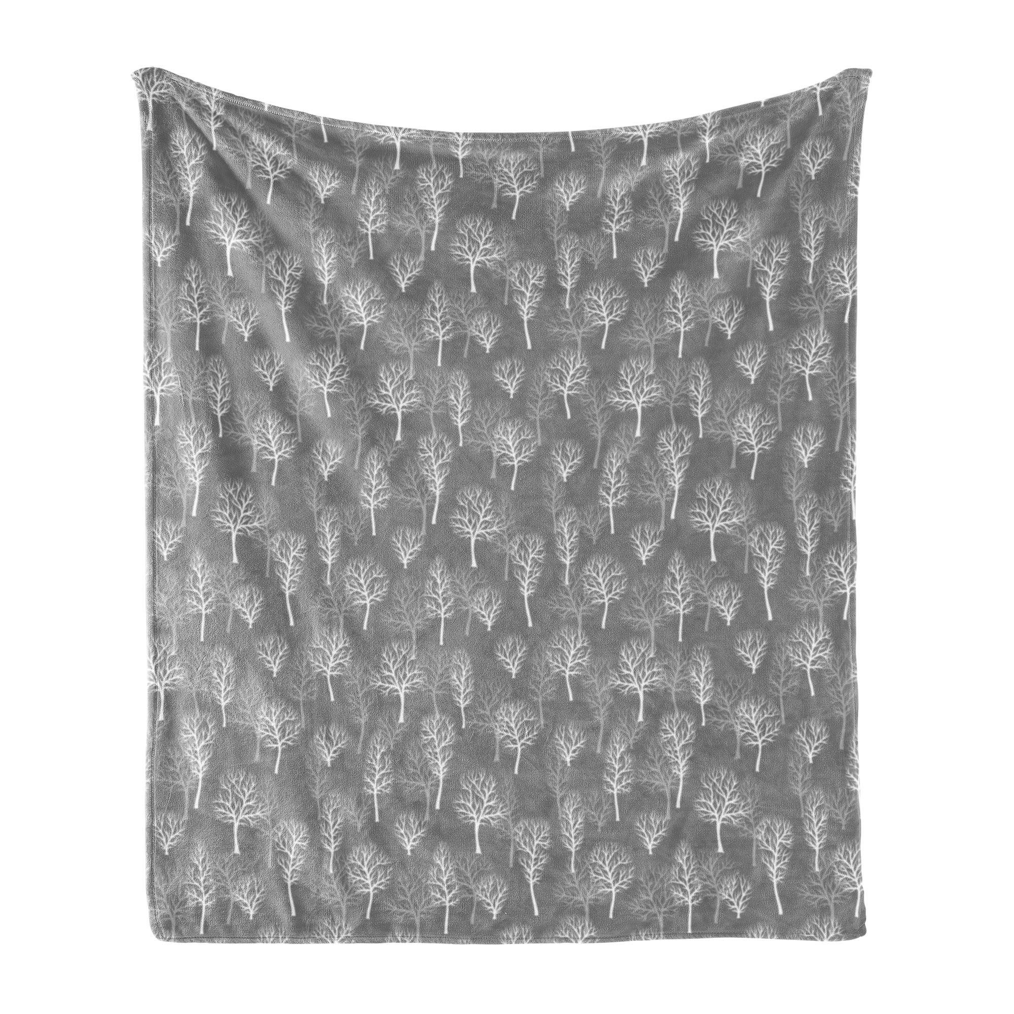 Wohndecke Gemütlicher Plüsch für den Innen- und Außenbereich, Abakuhaus, Wald Winter Eco Laubbäume