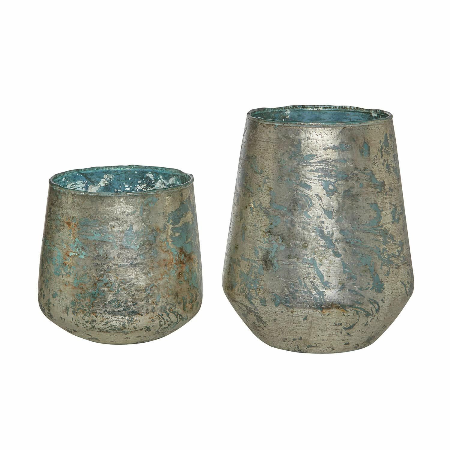 Mirabeau Windlicht Windlicht 2er Set Gare antikblau/gold (2er Set, 2er Set)