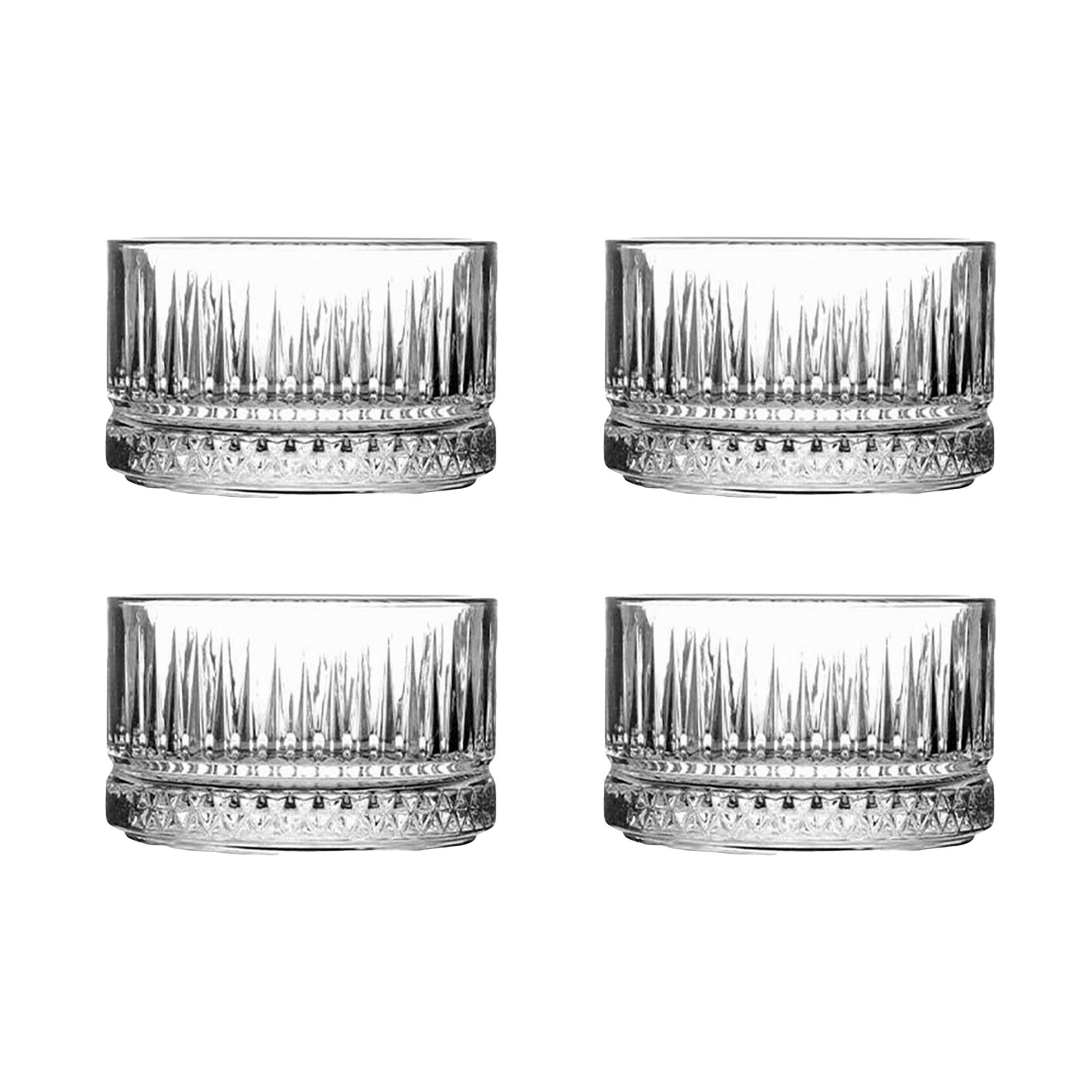 Pasabahce Dessertschale Elysia Stapelbare Glasschale 235 ml (7 3/4 oz), Glas, (4er-Set, 4-tlg), Rillendekor, stapelbar, spülmaschinengeeignet