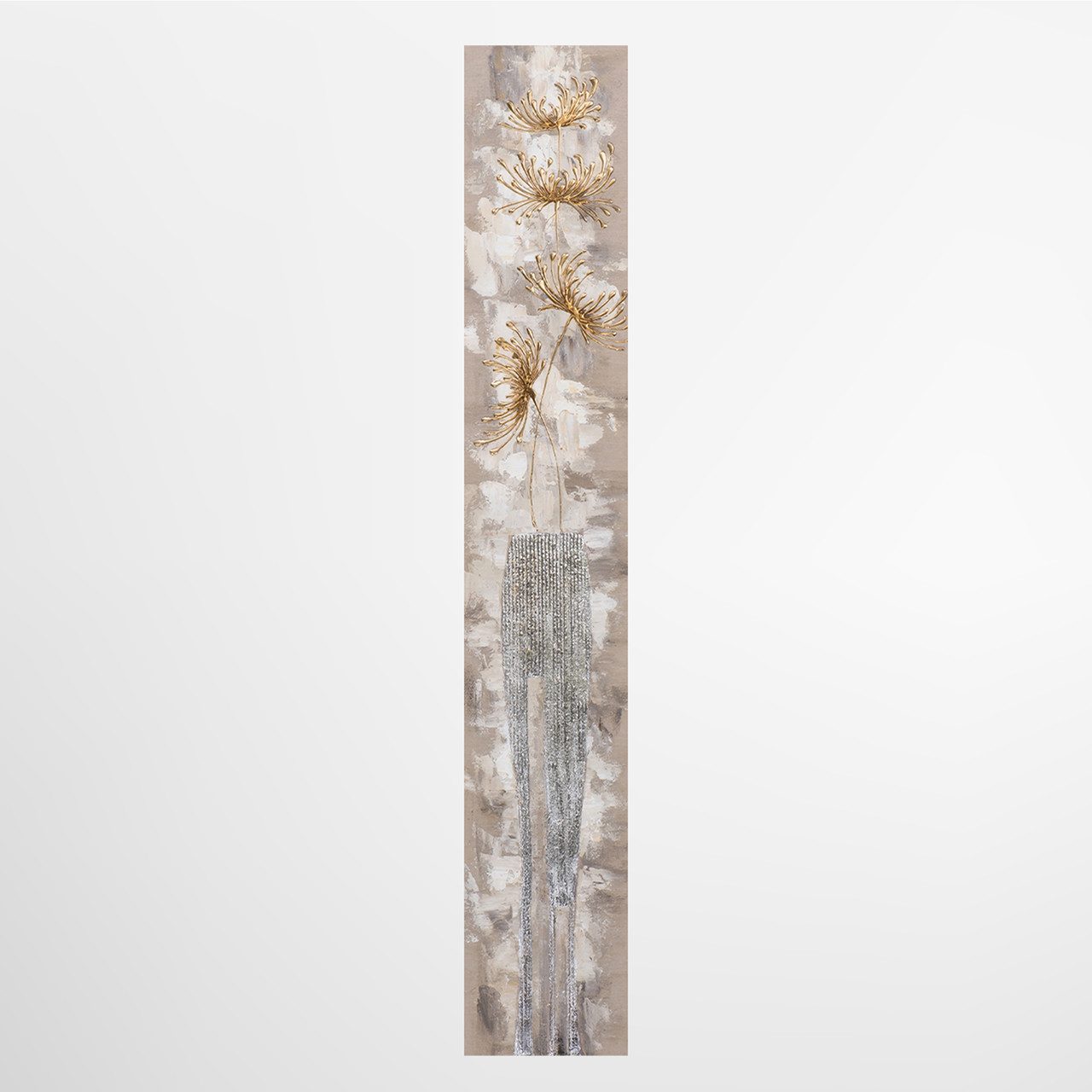 ArtUniverse Gemälde Leinwandbild Aufrechte Chrysanthemen in gold 25 x 150 cm, Naturmotiv