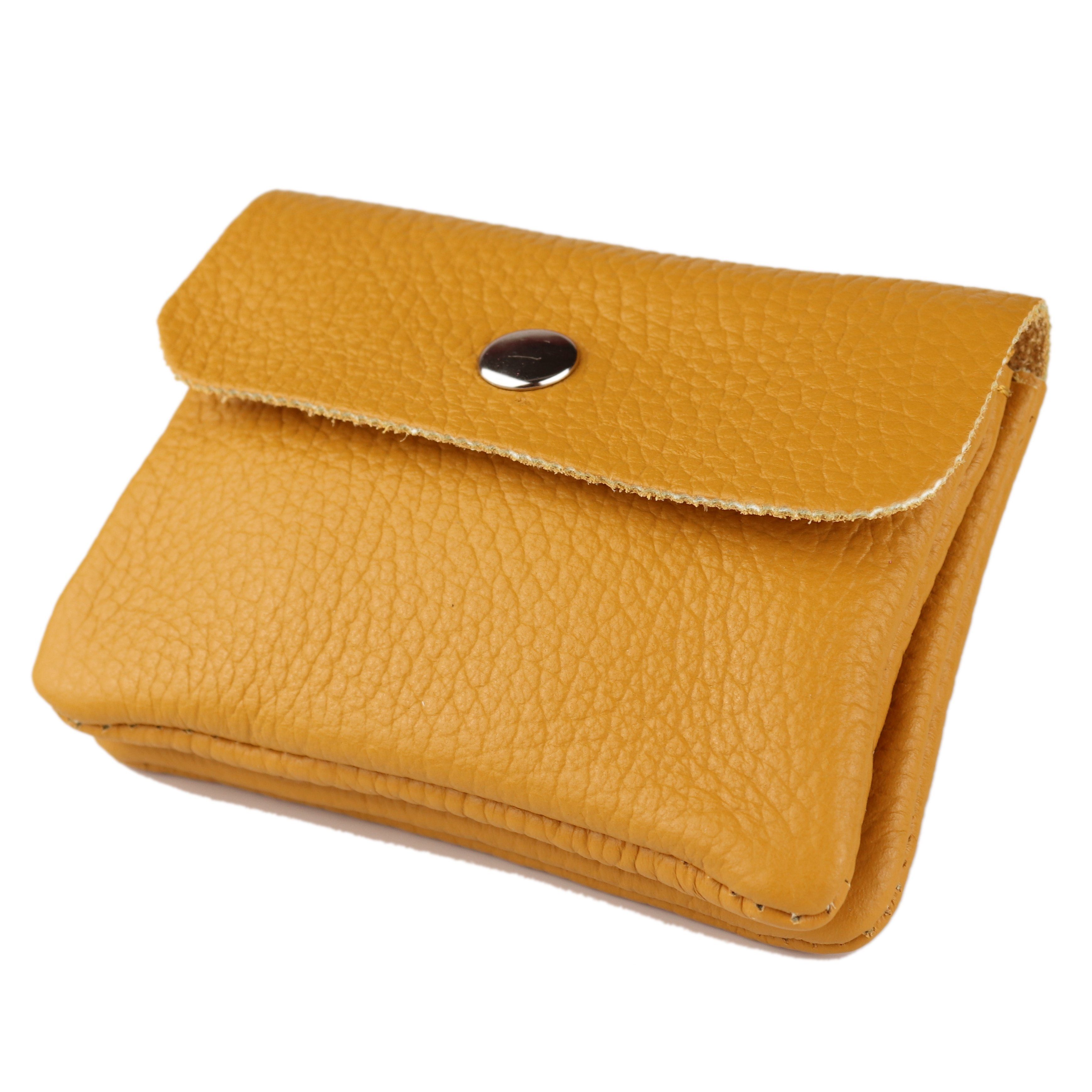 MIRROSI Mini Geldbörse Kleines Mittelgroßes Portemonnaie MADE IN ITALY Echtleder (11x8x2cm BxHxT), viele tolle Trendfarben zur Auswahl, leicht