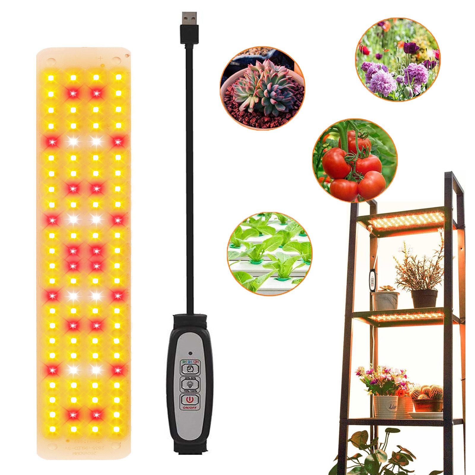 Jibenhome Pflanzenlampe 26 x 5 cm USB LED Pflanzenlampe 1/2/3/4 Panels Time günstig online kaufen