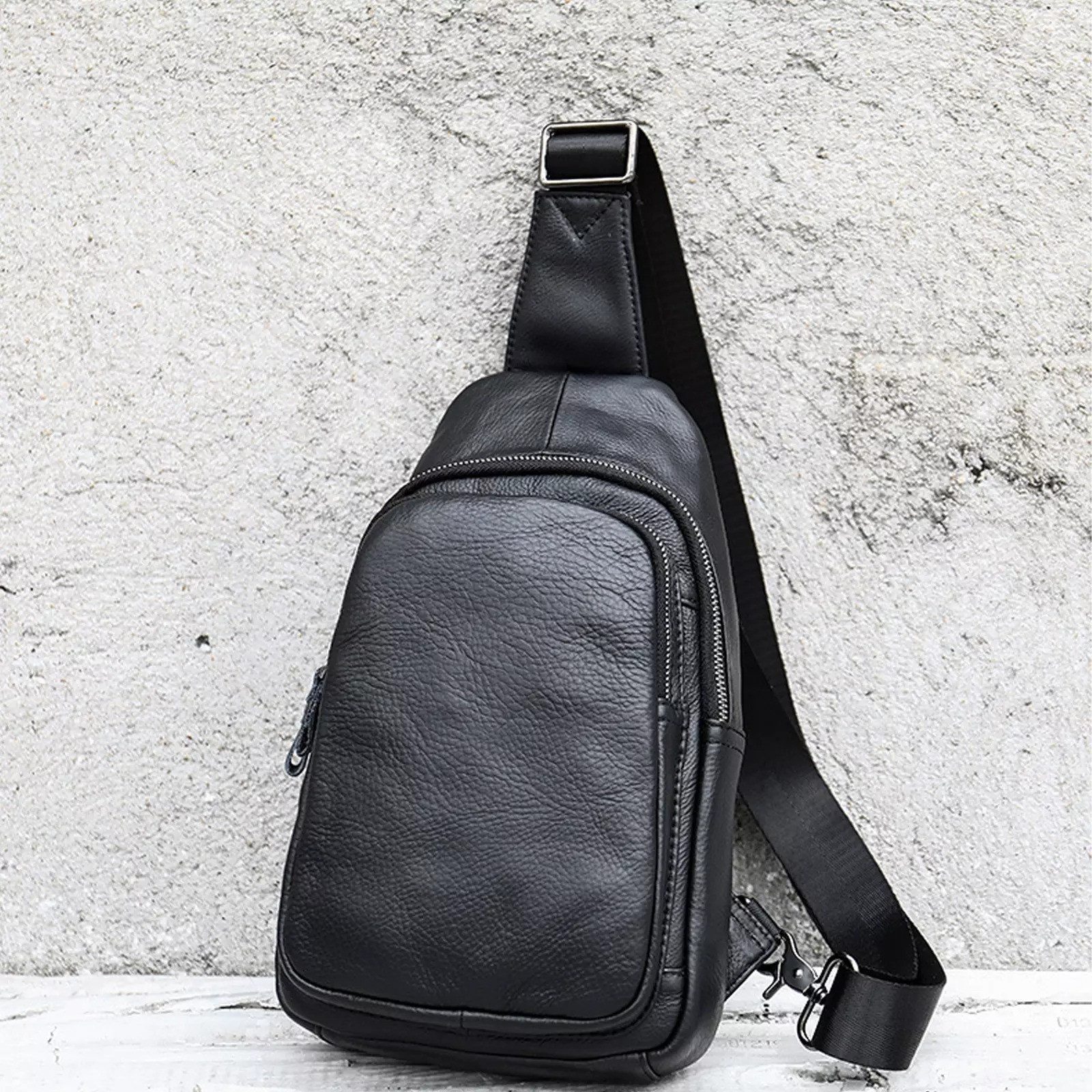 Messenger Bag Herren Echtleder Sling Bag Brusttasche Schulter Rucksack Organizer