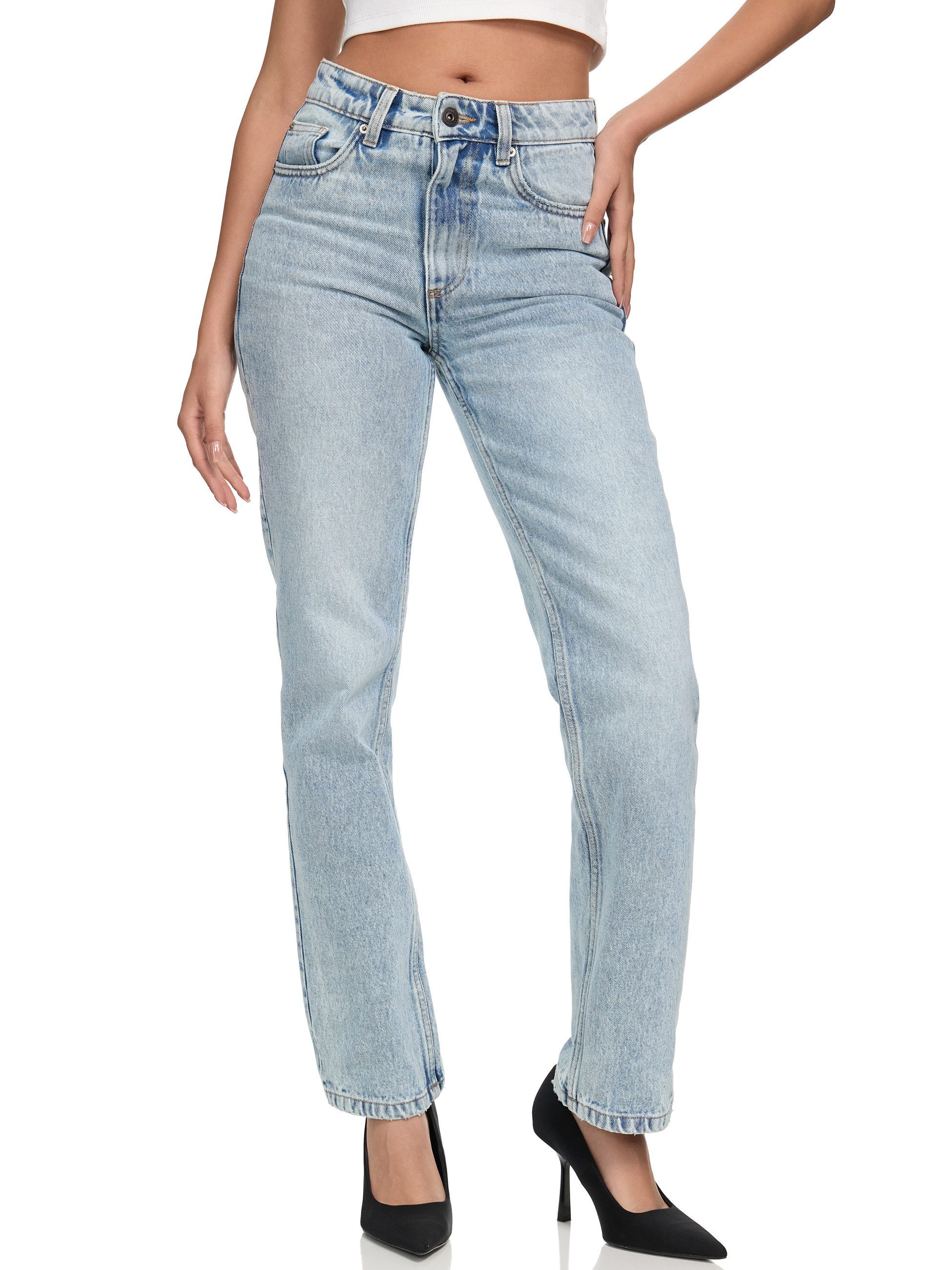 REPUBLIX Loose-fit-Jeans FAITH Damen Mid Waist Loose-fit Denim Jeans Basic