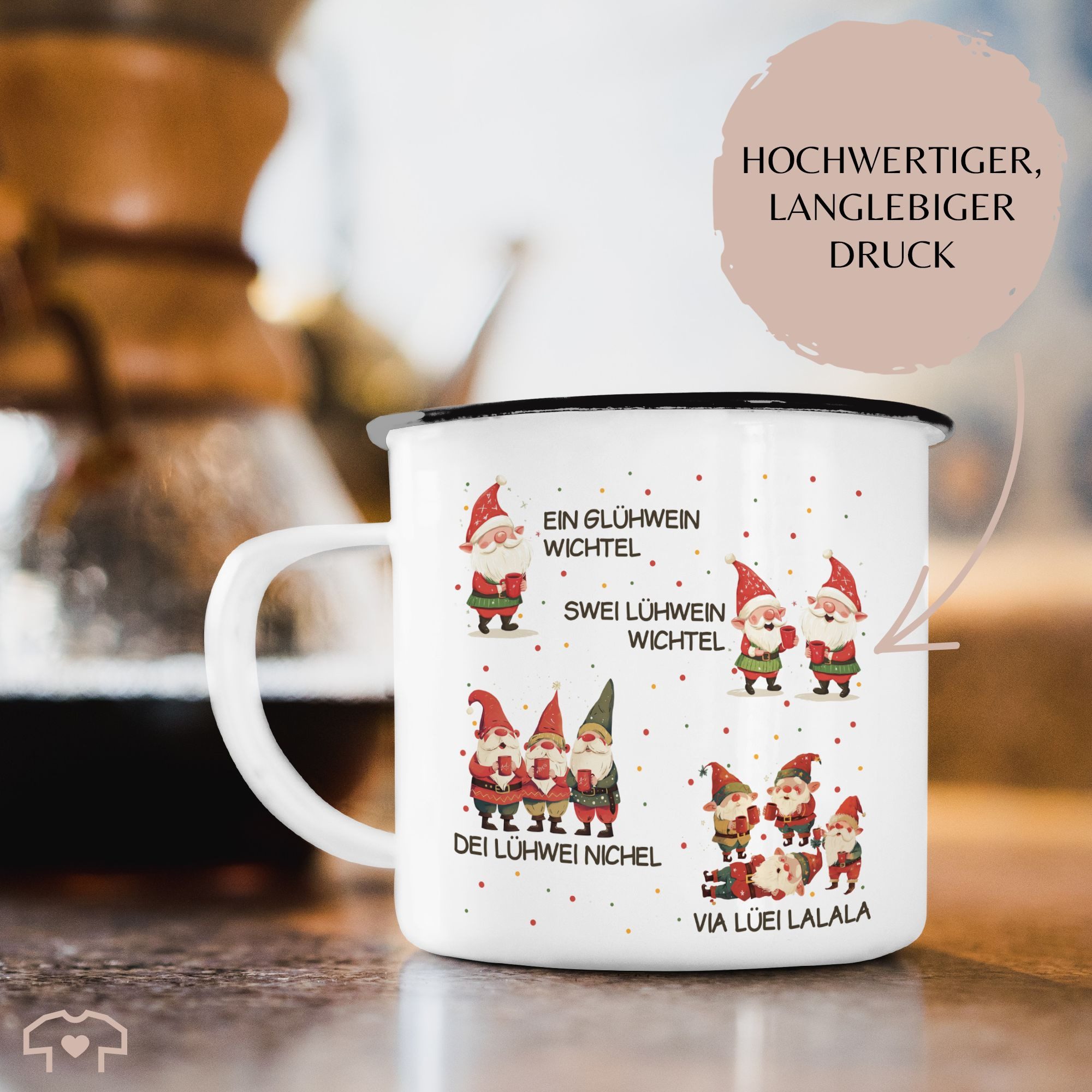 Shirtracer Becher Ein Glühwein Swei Glühwein, Wichtel, Weihnachten, Weihnachtsmarkt, 1-tlg., Stahlblech, Weihnachtstasse