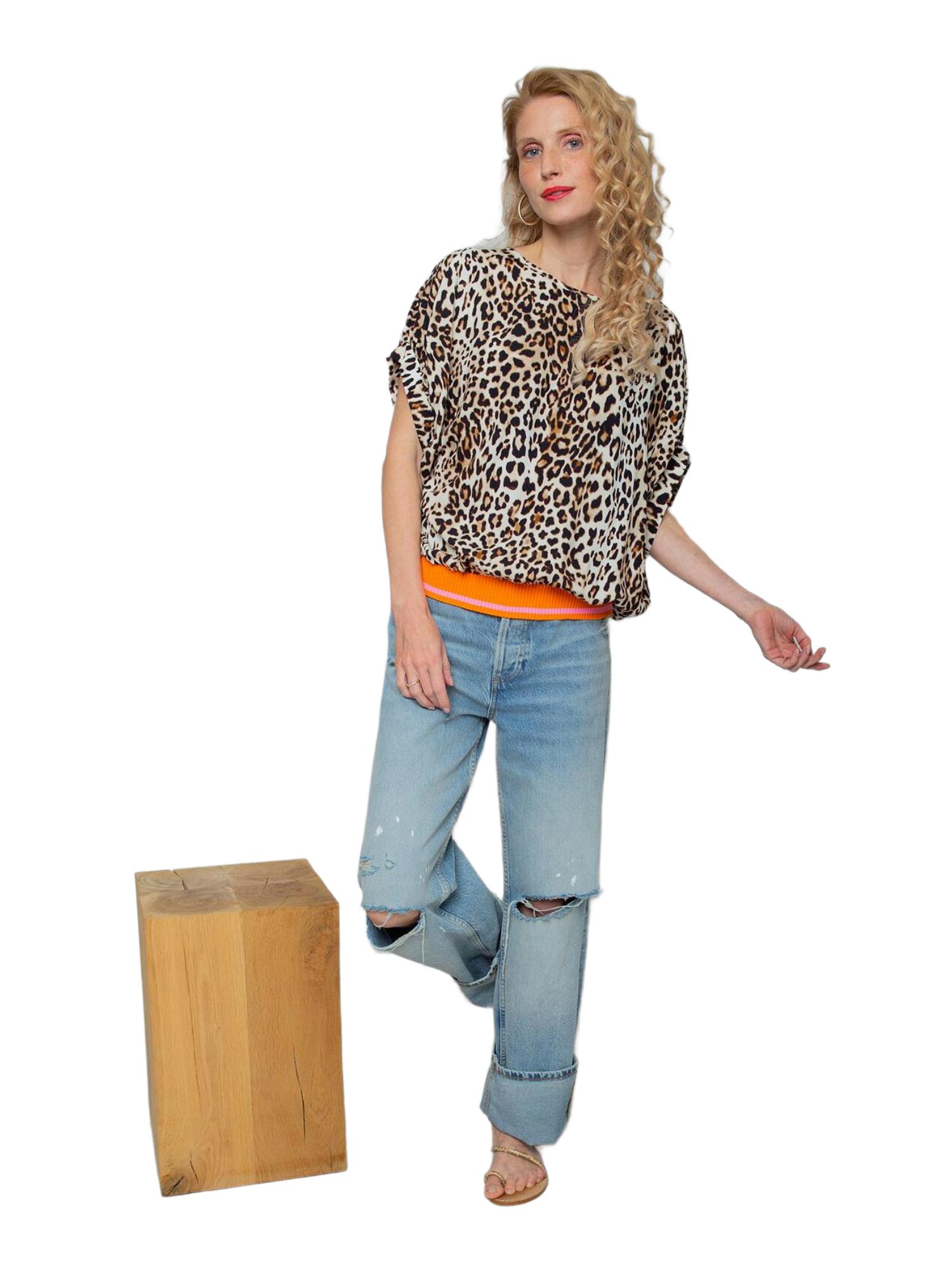 Emily Van Den Bergh Blusenshirt bunt,Casual,Viskose,Animalprint,Rundhals,Schulterbedeckend,Gerade