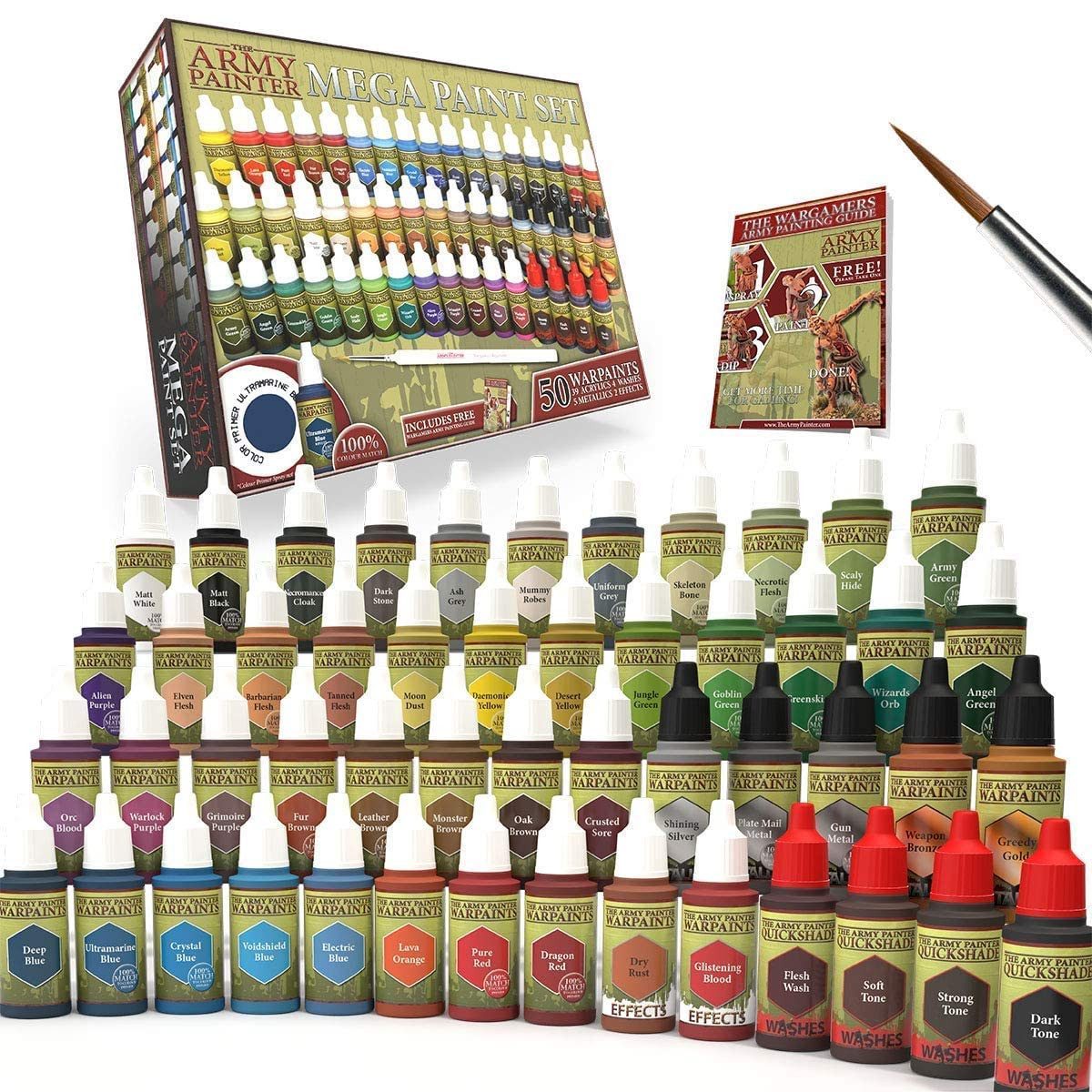 Army Painter Spielfigur Mega Paint Set 50 Farben Pinsel Painting Guide WP8021, (50-tlg)