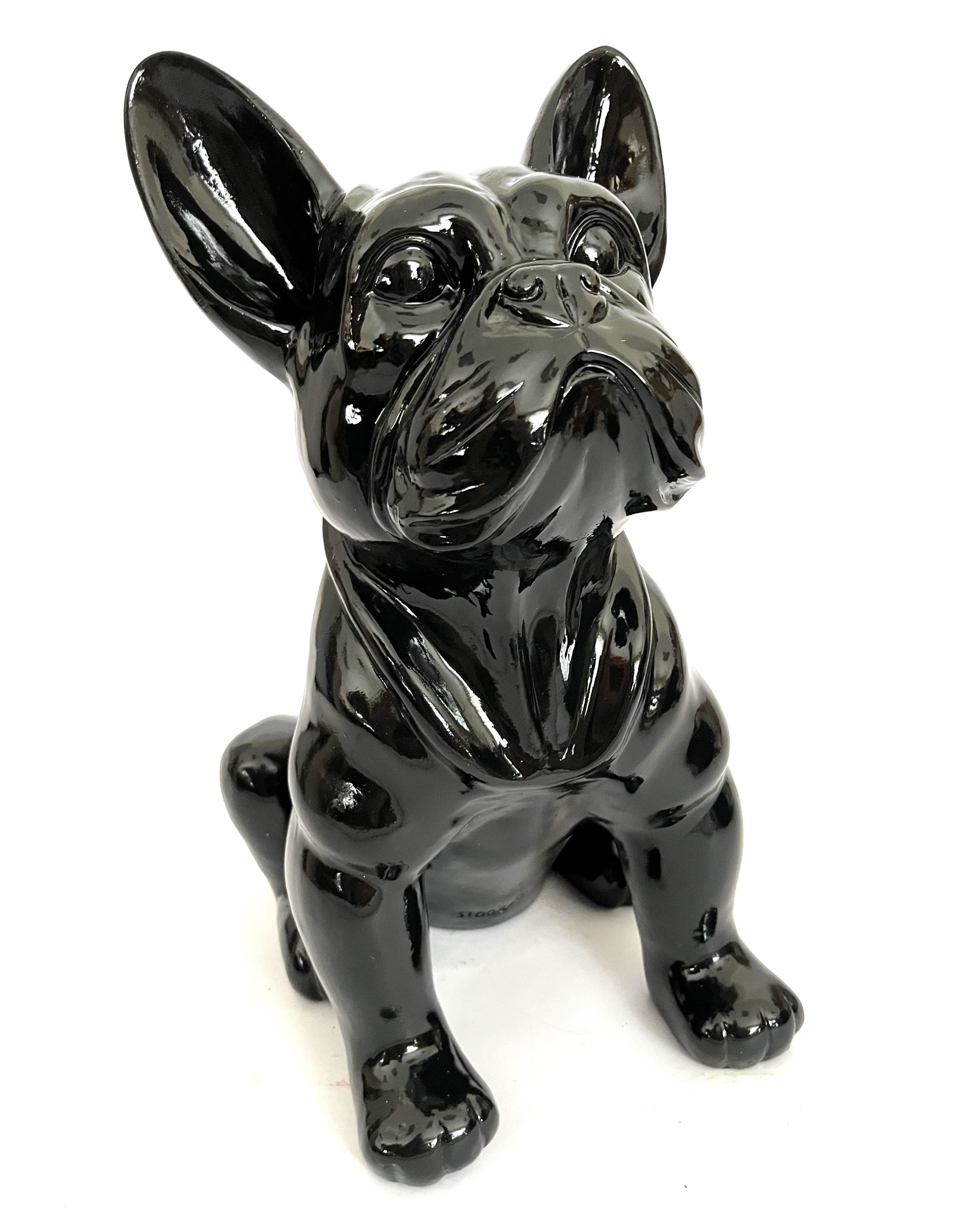 Dekofigur Französische Bulldogge Hunde Deko Figur Schwarz 37 cm